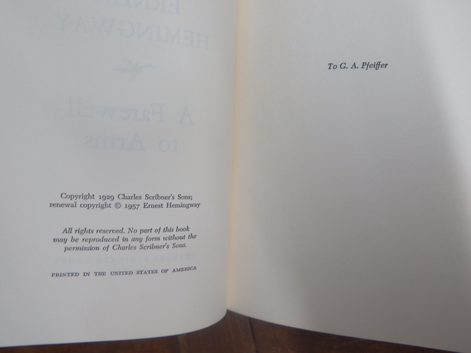 Ernest Hemingway Scribner A Farewell to Arms, Whom Bell Tolls, Sun Also Rises