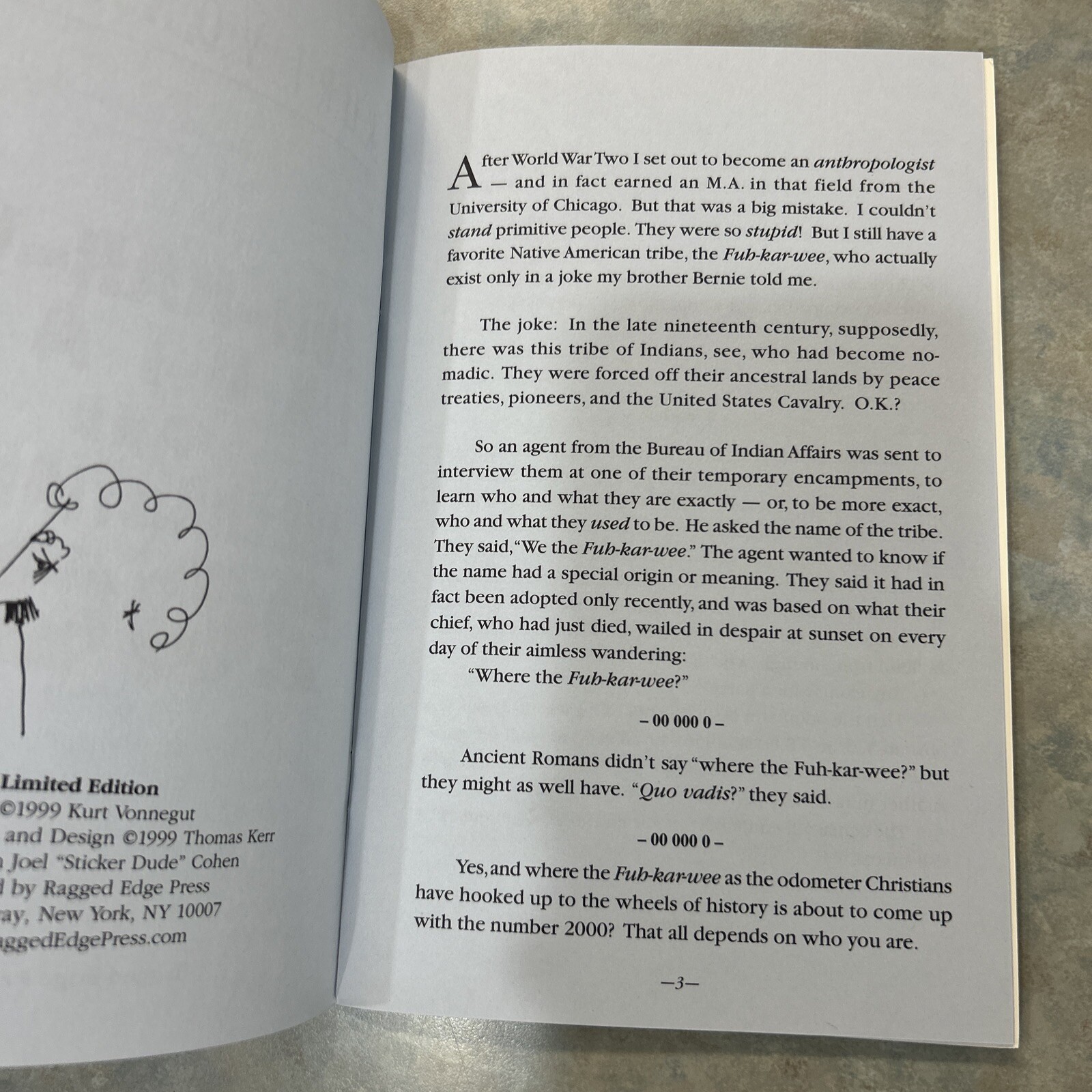 Autographed Kurt Vonnegut zine book Fuh-Kar-Wee 1999 Limited Edition #191/250