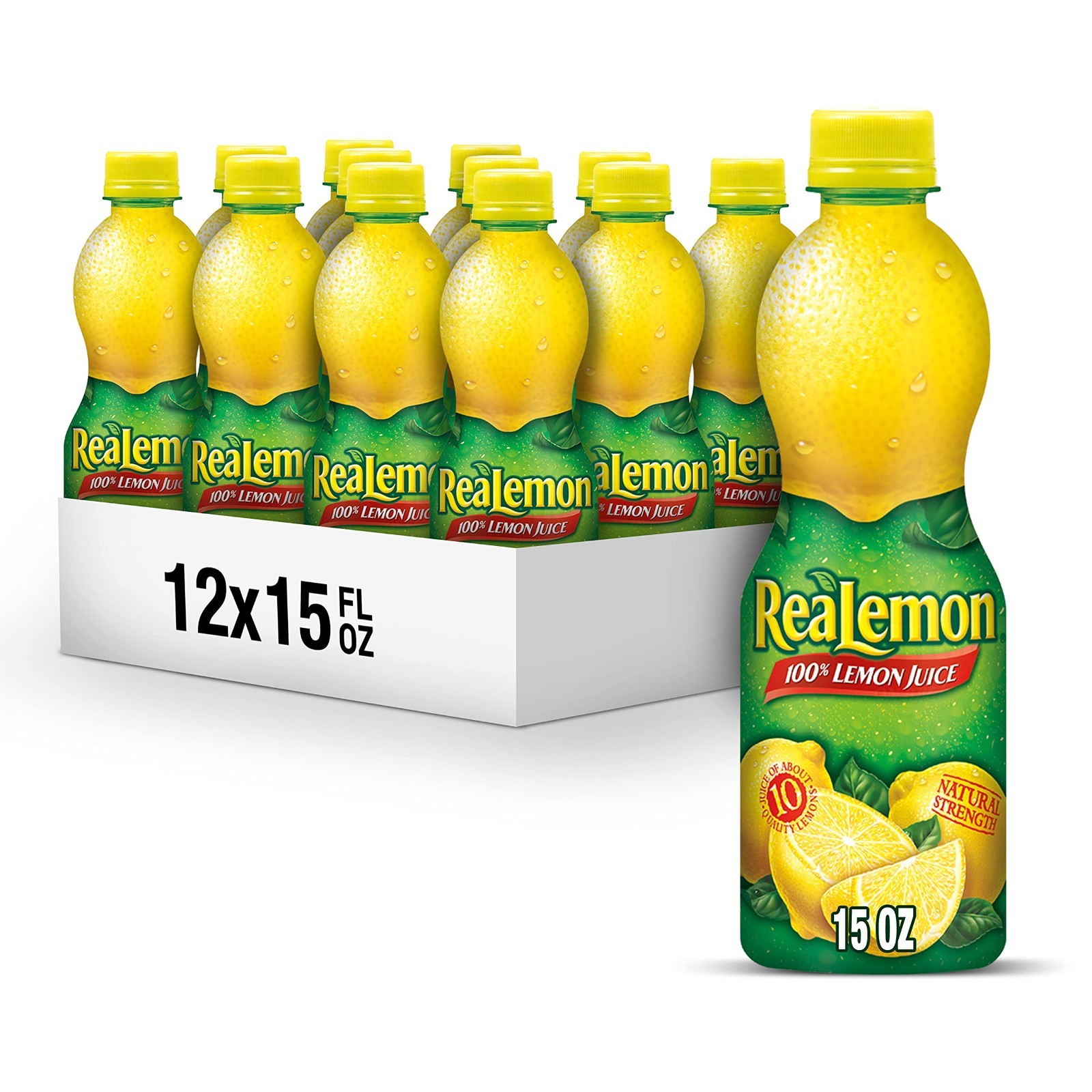 100% Pure Lemon Juice 15 fl oz (Pack of 12) – Gluten-Free, Sodium-Free Mixer for