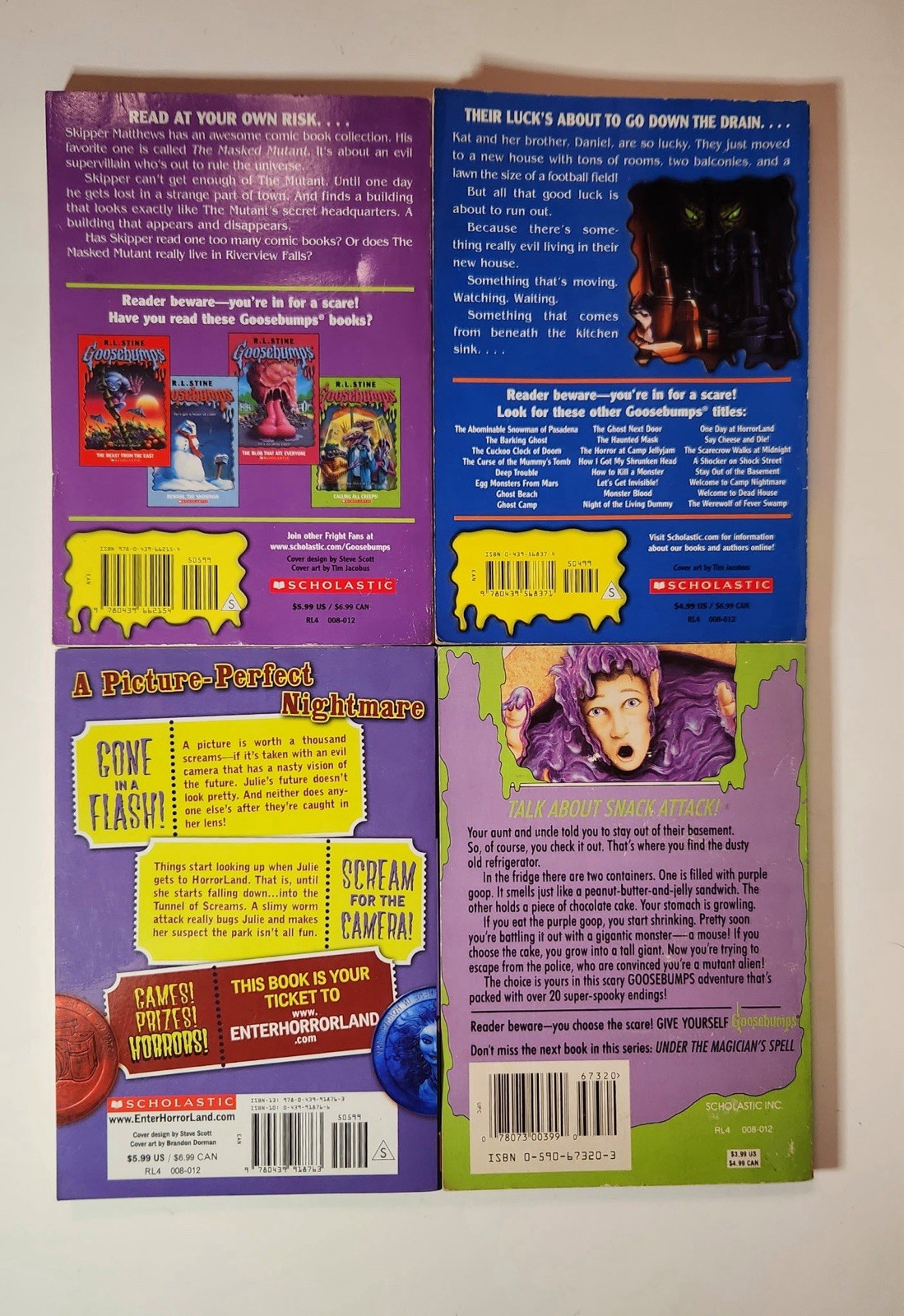 Goosebumps Lot of 4 R.L. Stine 90s, 00’s + Give Yourself Goosebumps Book