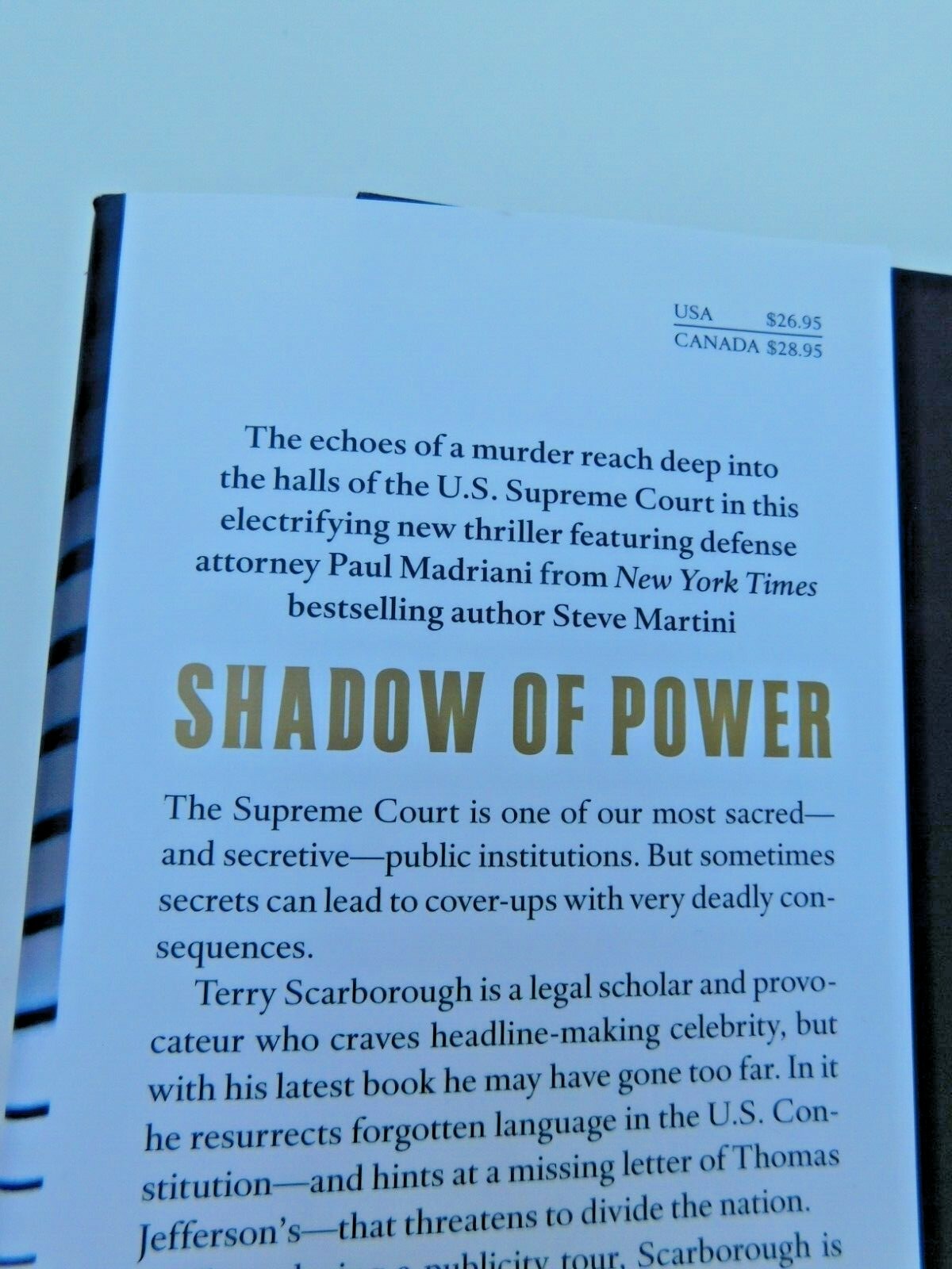 FLAT SIGNED true 1st ed 2008 STEVE MARTINI 390 pages SHADOW OF POWER hardcover