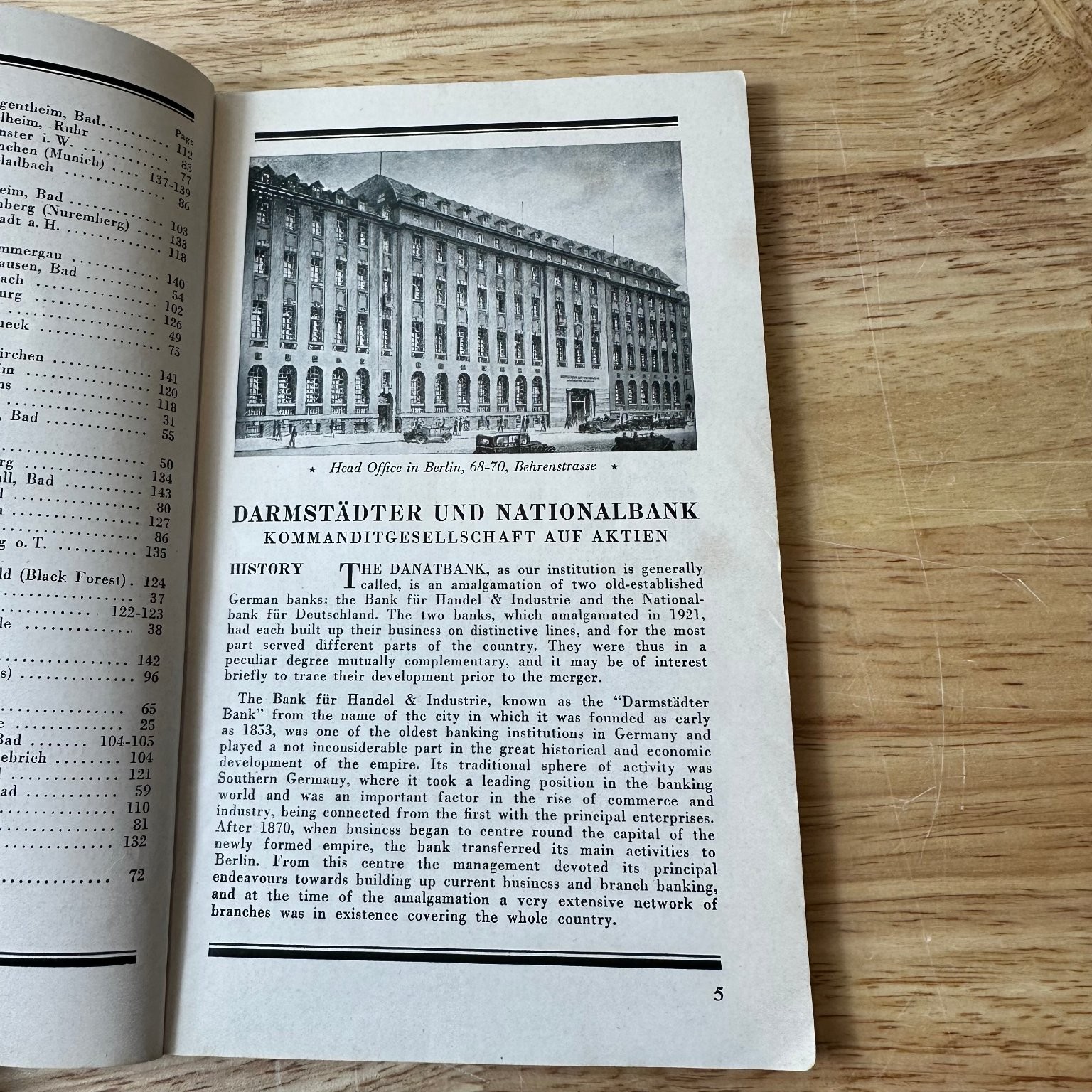 Germany Travellers‘ Guide 1930s Vintage Travel Map Darmstädter Bank