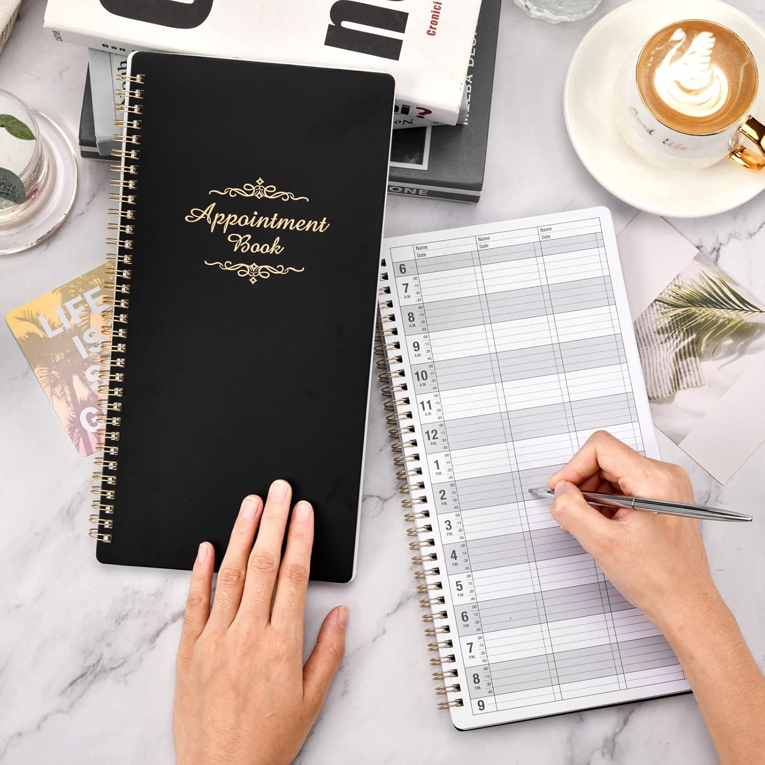 Salon Appointment Book – 15 Min Increments, 3 Cols, 200 Pages, 6.1“ X 11.54“,