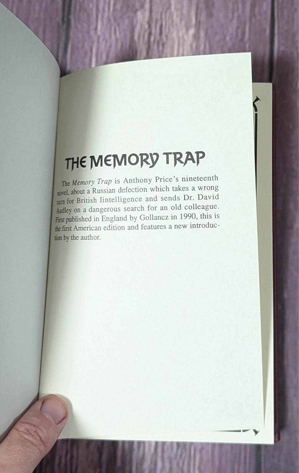 Anthony Price – The Memory Trap – LETTERED Limited Edition 1st – Letter E
