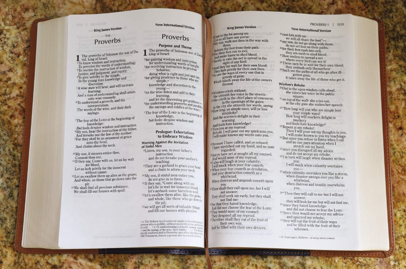 NIV & KJV Side-By-Side Bible/Large Print-Navy/Tan Duo-Tone