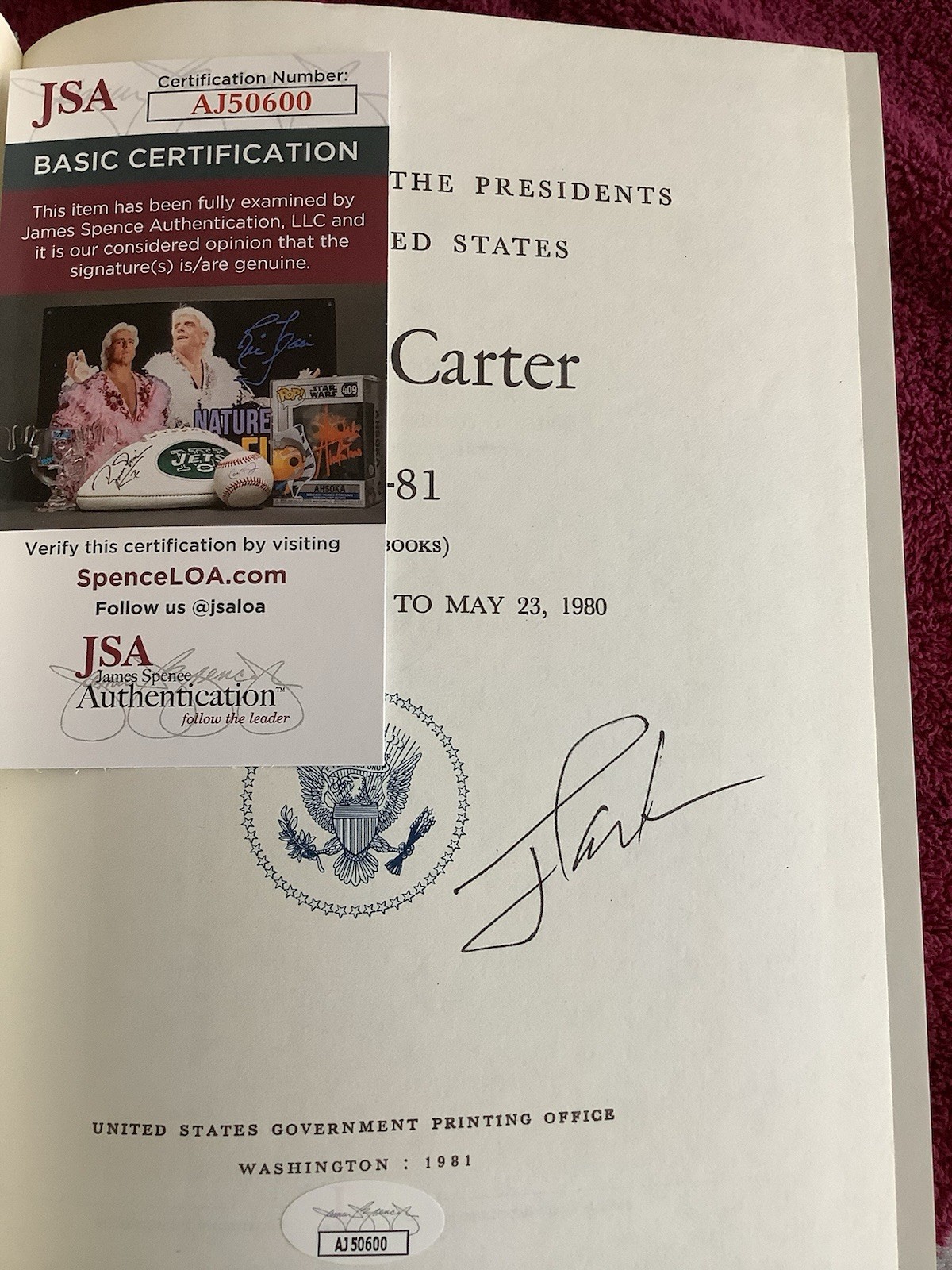 Public Papers of the Presidents U S JIMMY CARTER, 1977-81 9 VOL SET SIGNED JSA