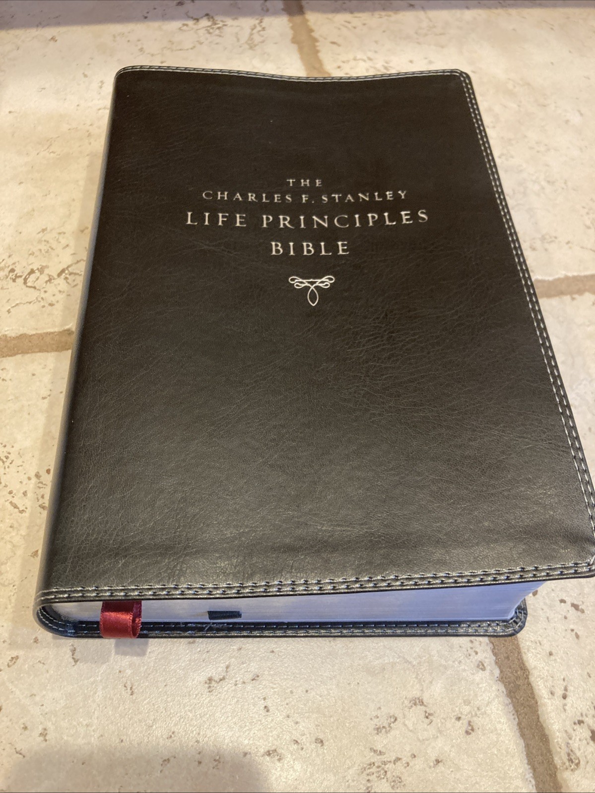 NASB Charles F. Stanley Life Principles Bible BLACK LEATHER SOFT
