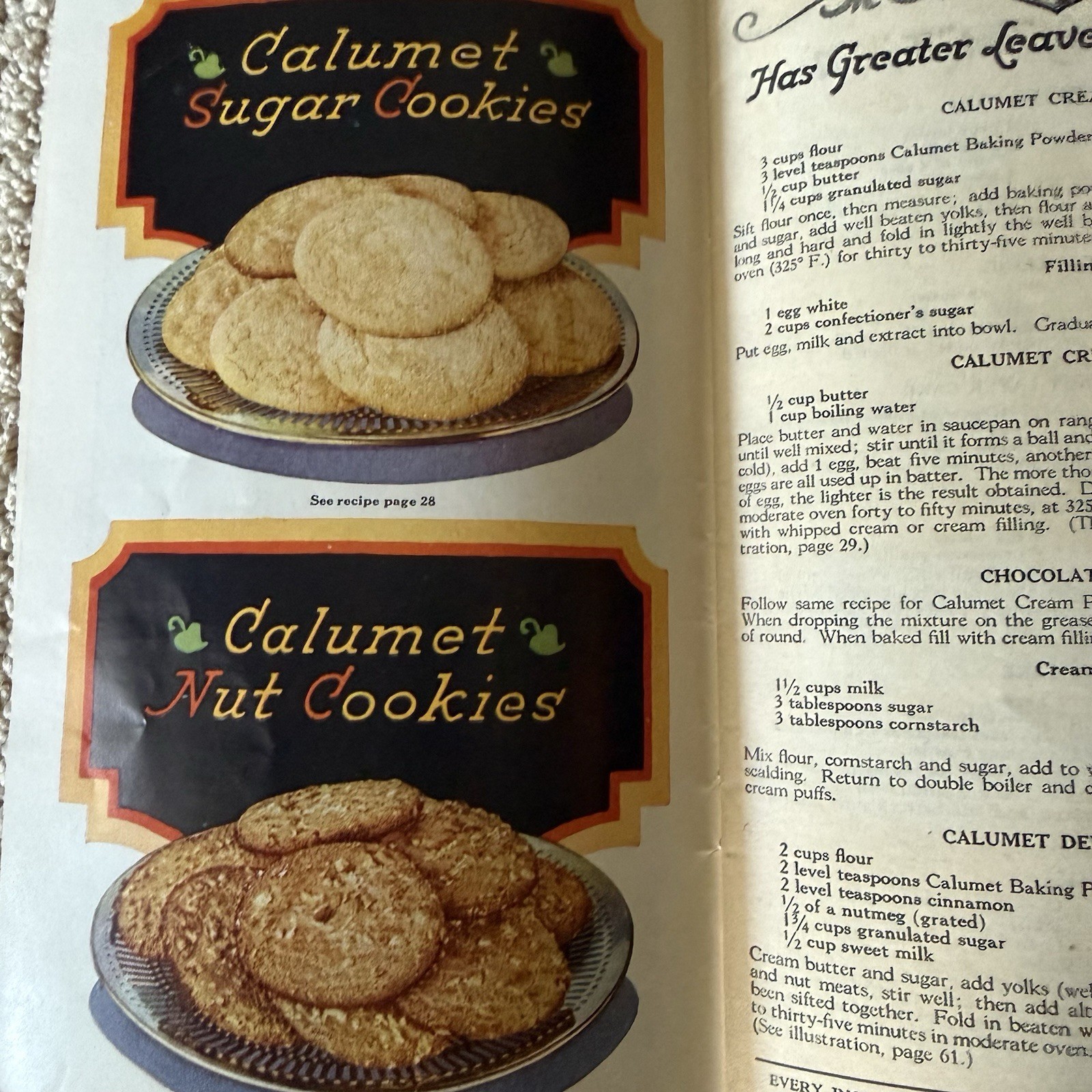 Antique Calumet Baking Powder Cookbook 16 Ed 1920s Recipes Photos Chicago IL vtg