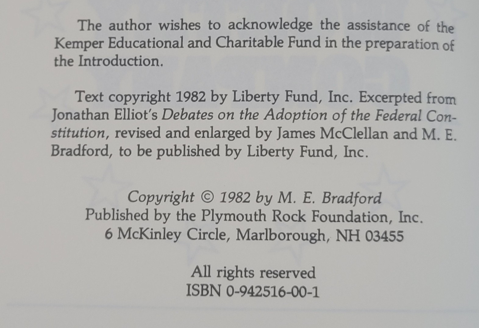 A Worthy Company M. E. Bradford First Edition 1982 HC