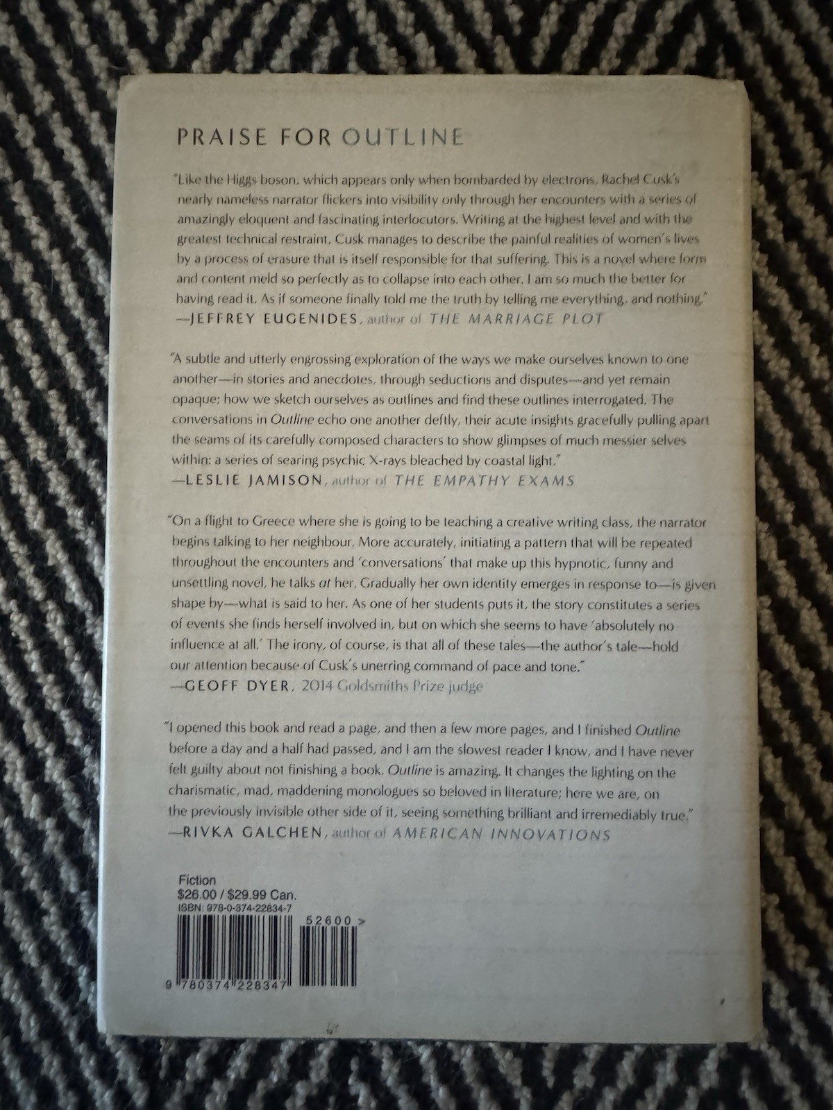 Farrar Straus Giroux Outline Rachel Cusk Hardcover First American Edition 2015
