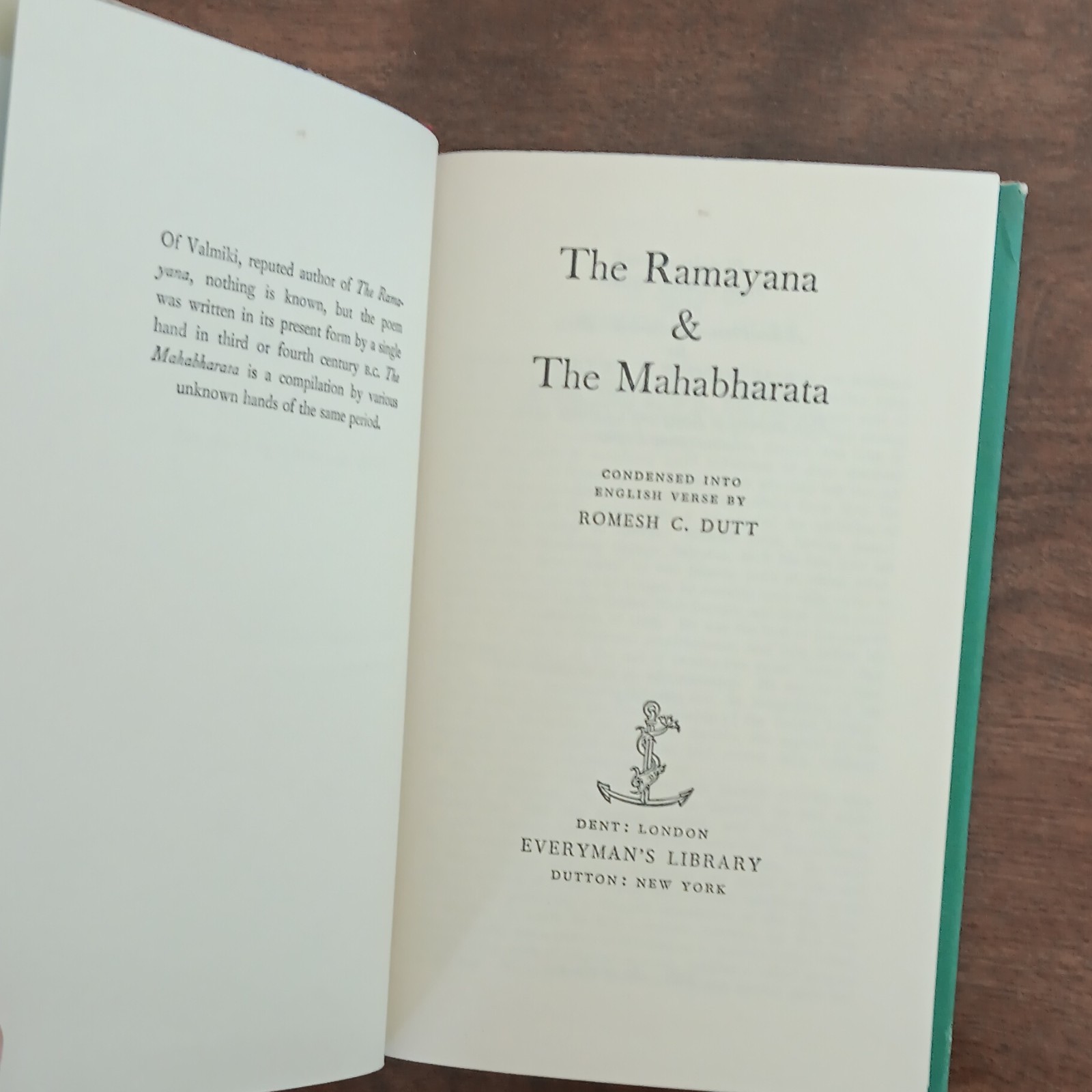 Romesh C. Dutt The Ramayana and the Mahabharata (HC, 1969) DJ Flaxman