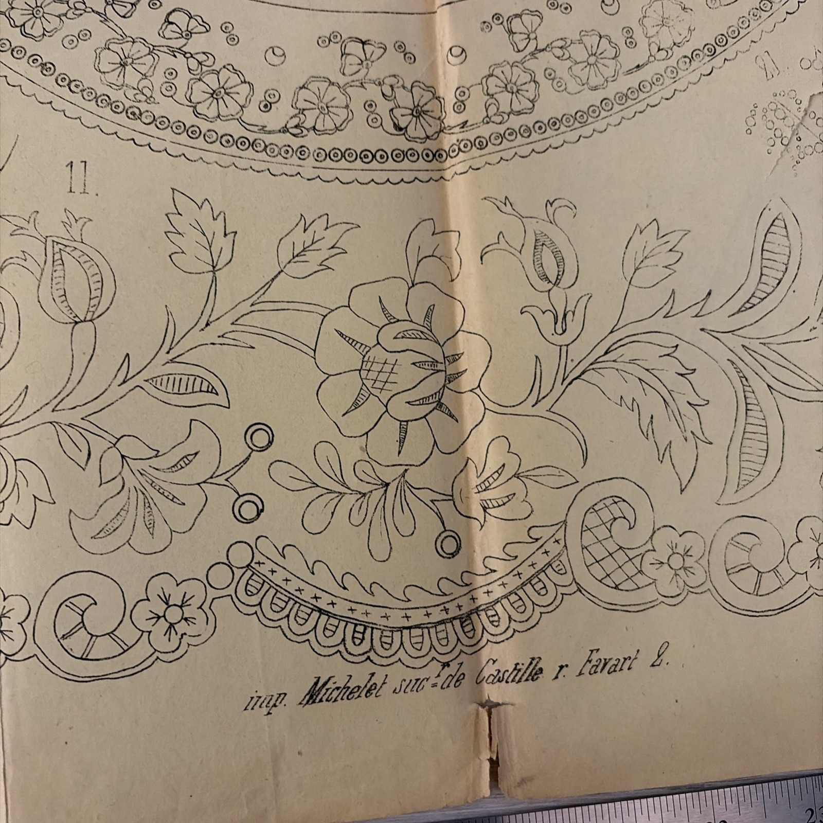 Rare Antique French Embroidery Pattern Sheet – Cendrillon Journal (January 1858)