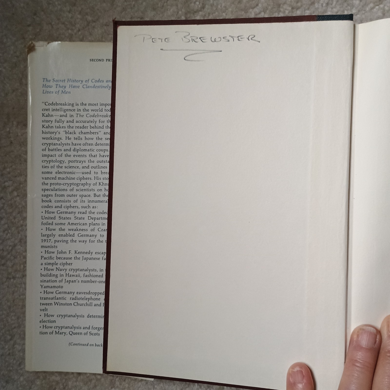 The Codebreakers – 1967 Hardcover by David Kahn – 1st Edition 2nd Printing HC/DJ