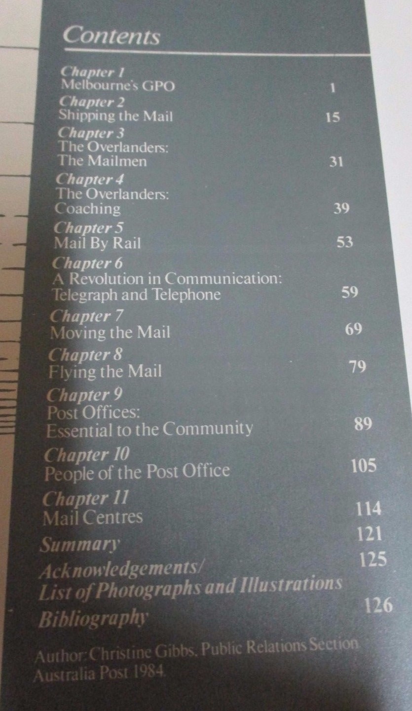 History of Postal Services in Victoria – Australia Post Book – 125 Pages – 1984