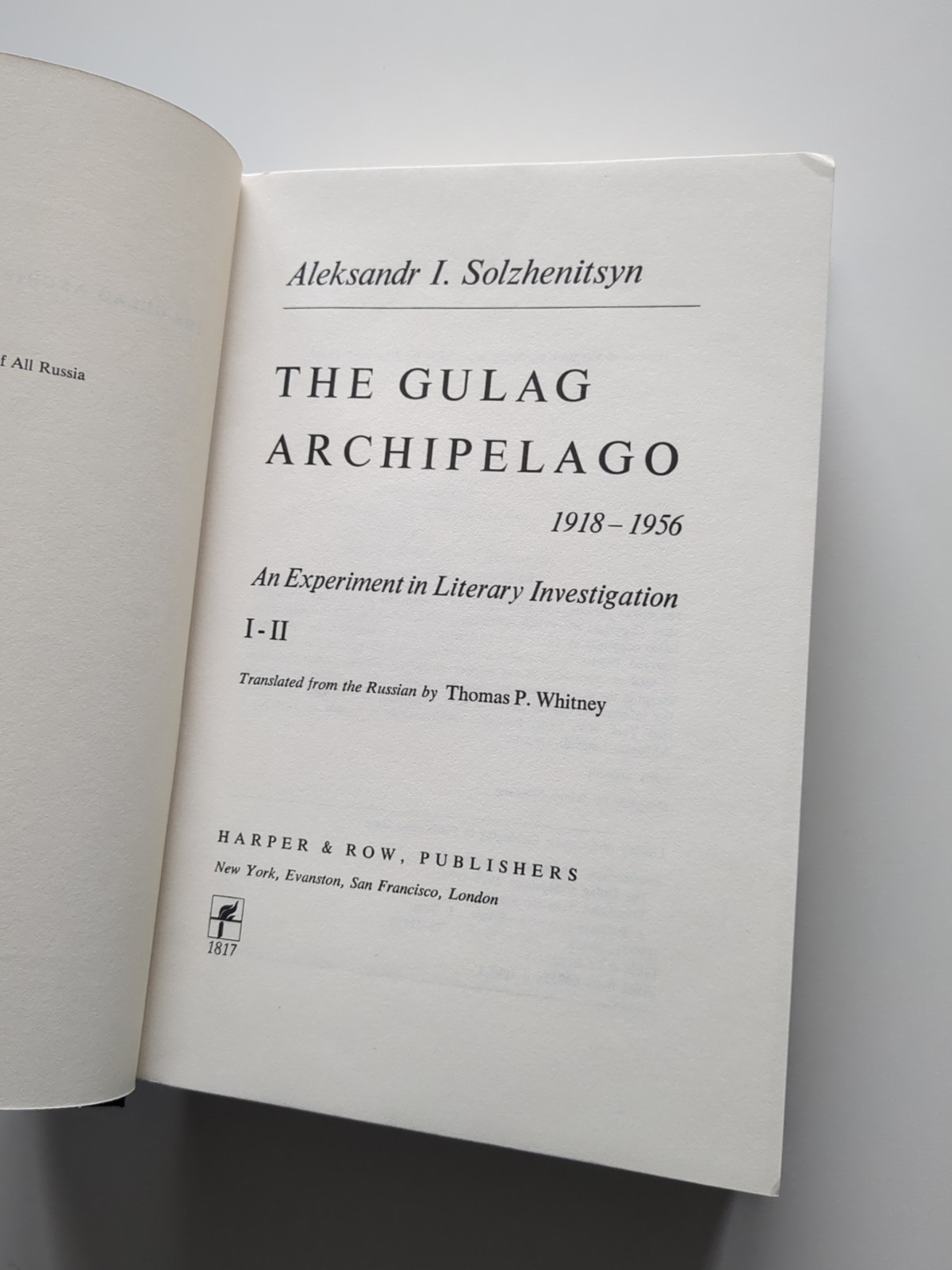 The Gulag Archipelago Set Vol 1 & 2 by Aleksandr I. Solzhenitsyn 1st Edition Lot