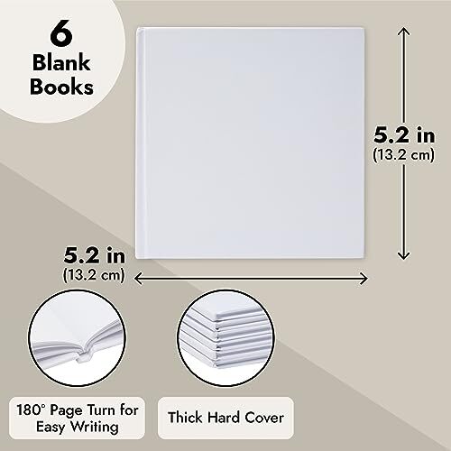 6 Pack Hardcover Books for Kids to Write Stories 36 Pages, 5 x 5 In