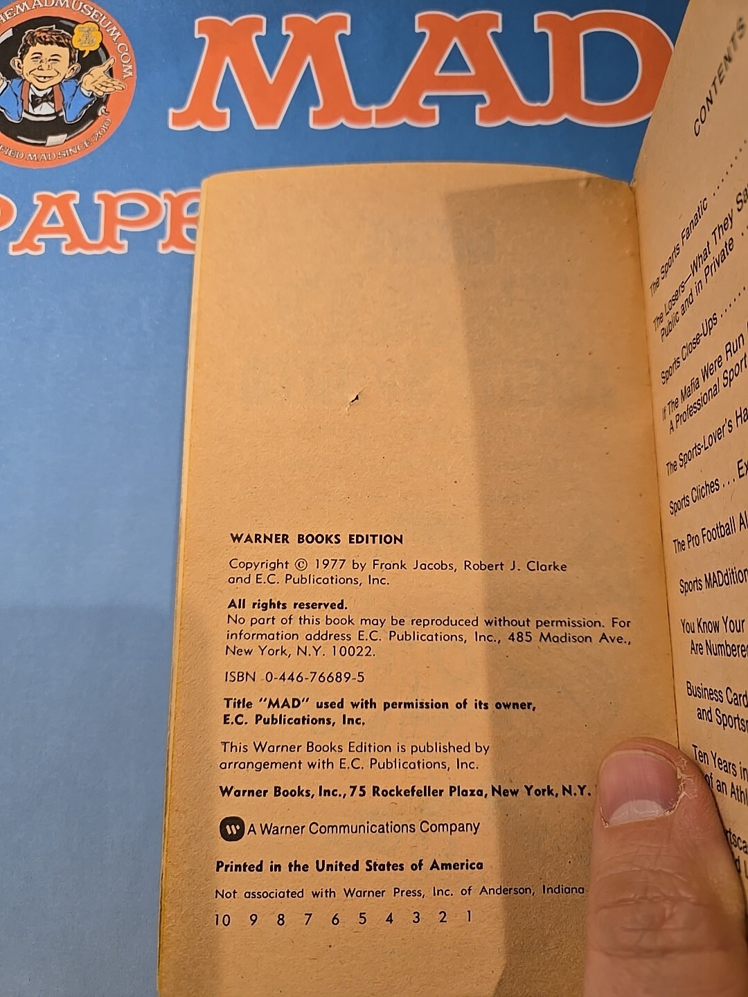 MAD Magazine Paperback Book: MORE MAD ABOUT SPORTS 1977 Warner 1st Print G