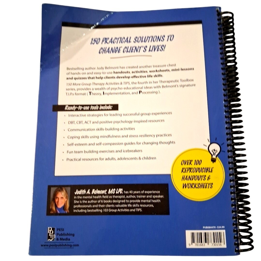 150 More Group Therapy Activities & Tips by Judith Belmont (2016, Spiral)