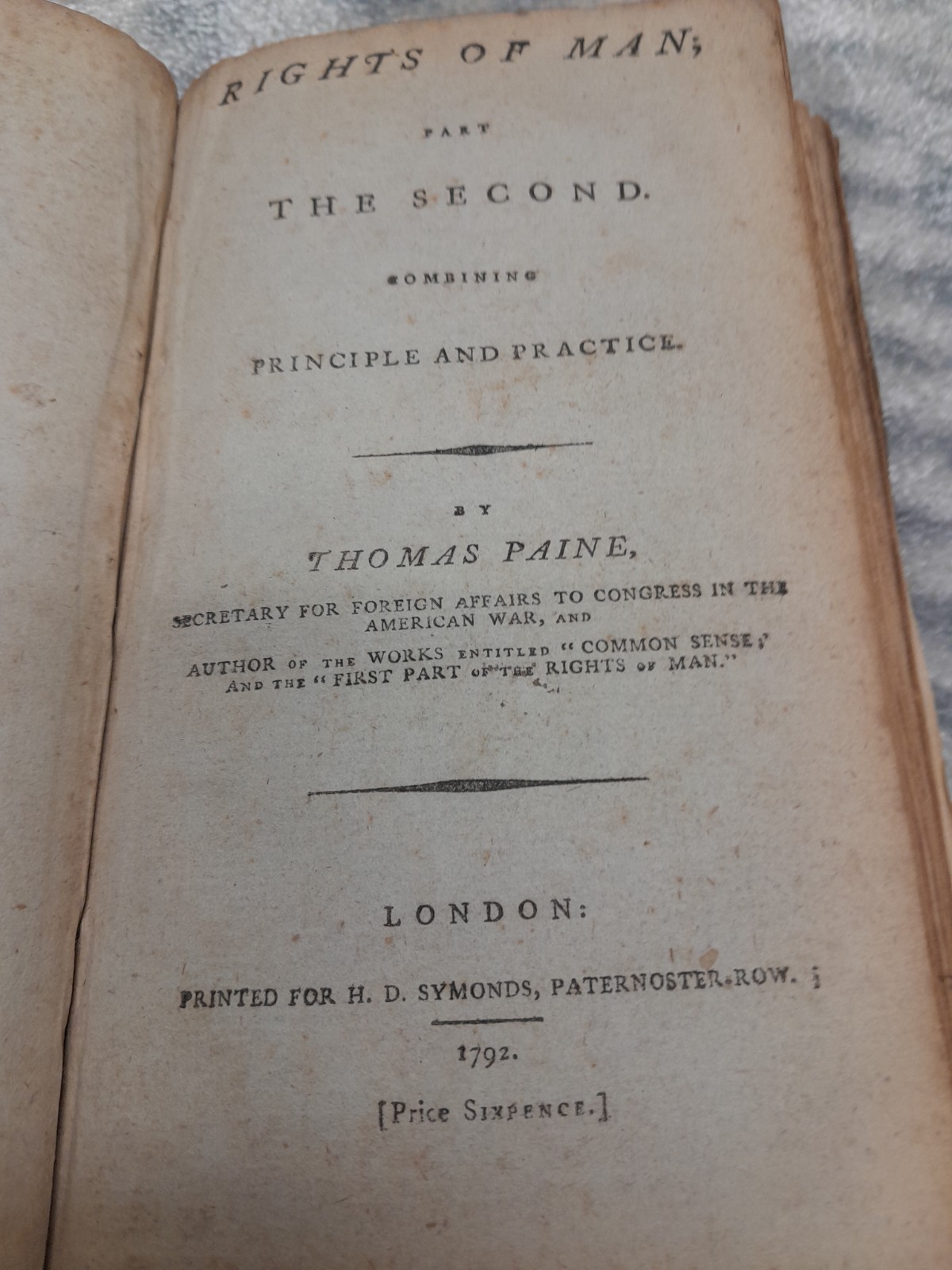 Thomas Paine 1792 first edition bound in calf, Common Sense, Rights of Man, +