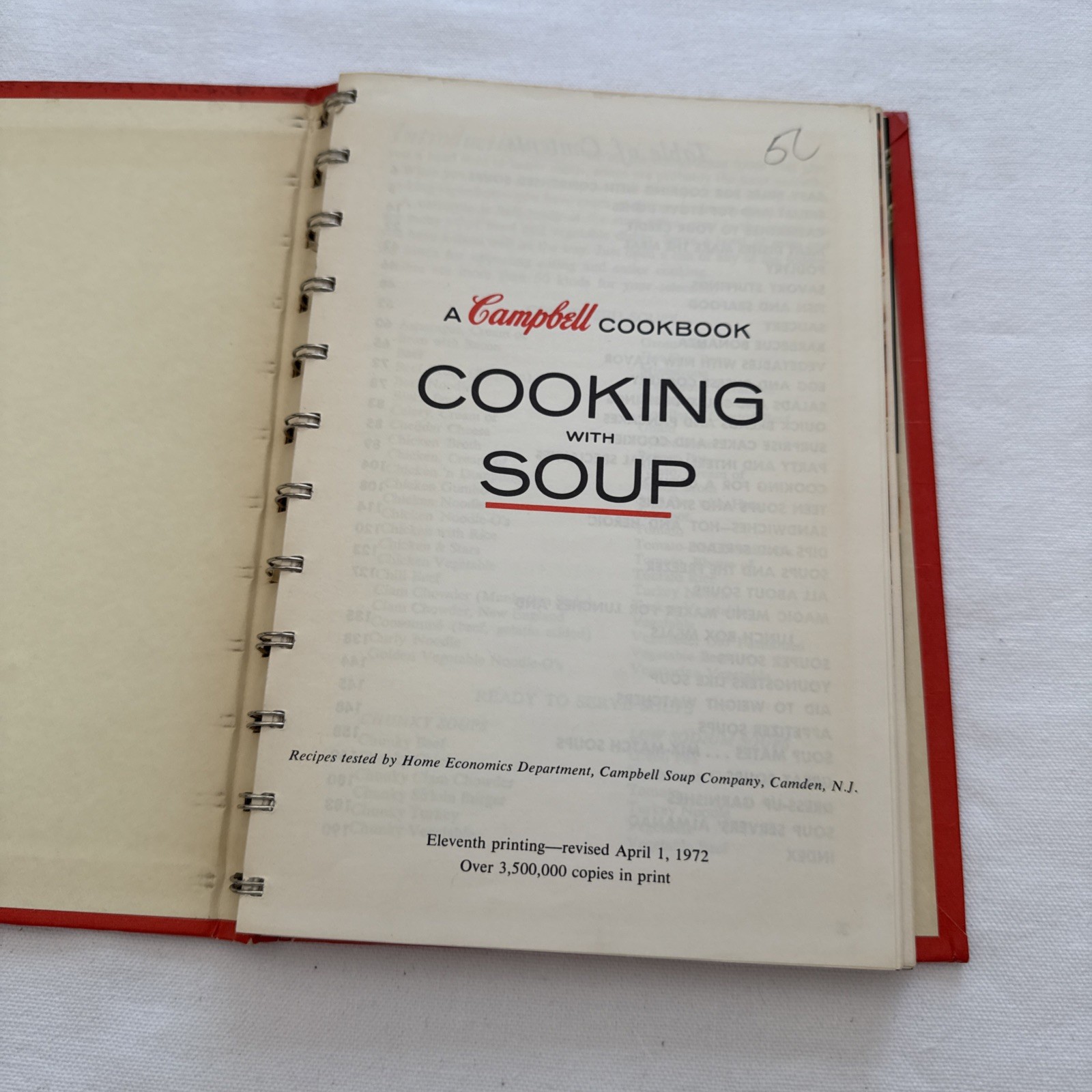 Vintage 1972 A Campbell Cookbook Cooking With Soup Spiral Bound Hardcover