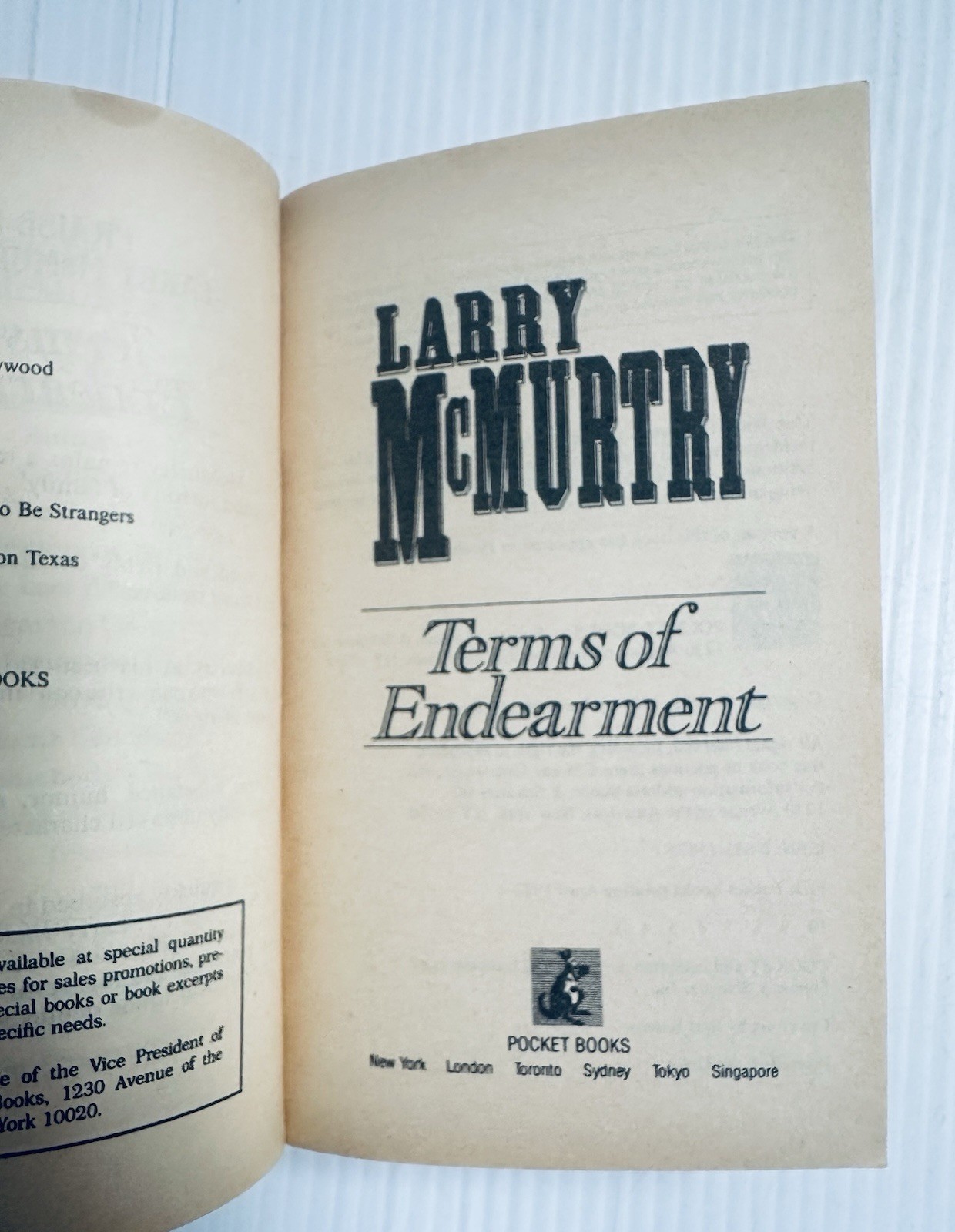 Terms of Endearment Larry McMurtry 1992 First Pocket Books Edition PB