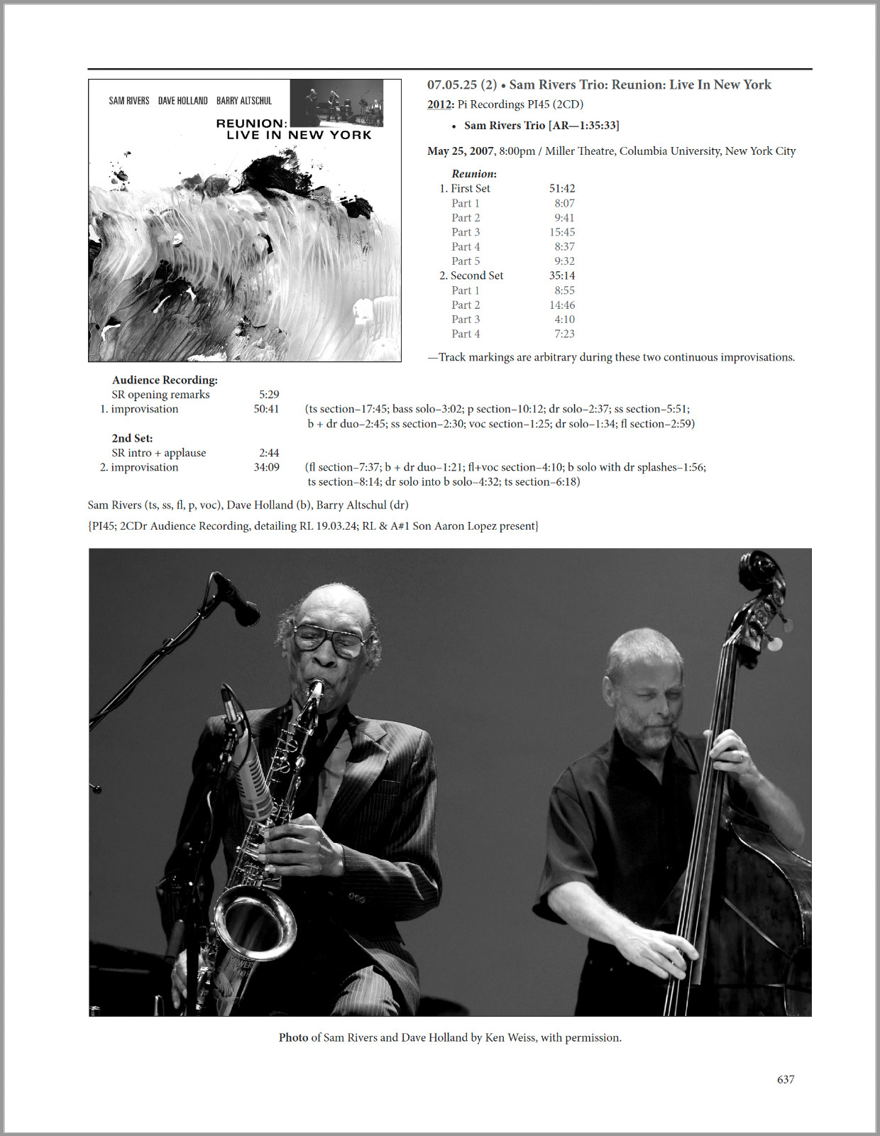 Sam Rivers Sessionography / 768pp., 500+ illustrations / „Astonishing“ —NYTimes