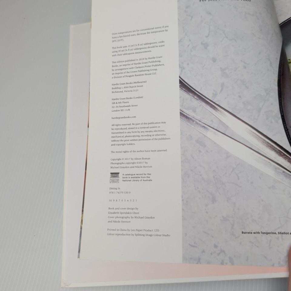 Dining In By Alison Roman White Hardcover Cookbook Illustrated Book 2017 Cooking