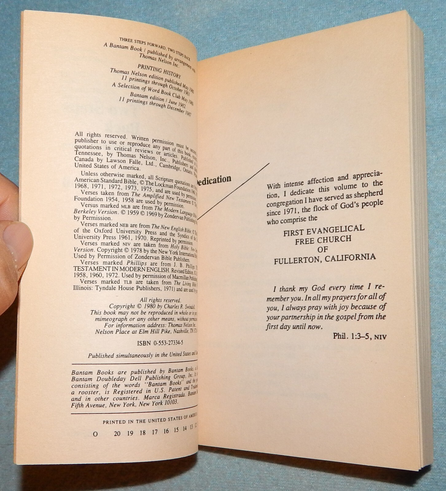 Three Steps Forward, Two Steps Back by Charles R. Swindoll (Paperback, 1980) New