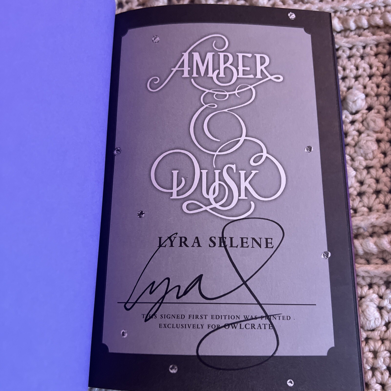 Amber & Dusk by Lyra Selene Owlcrate Exclusive Cover, Signed 1st Edition, Double