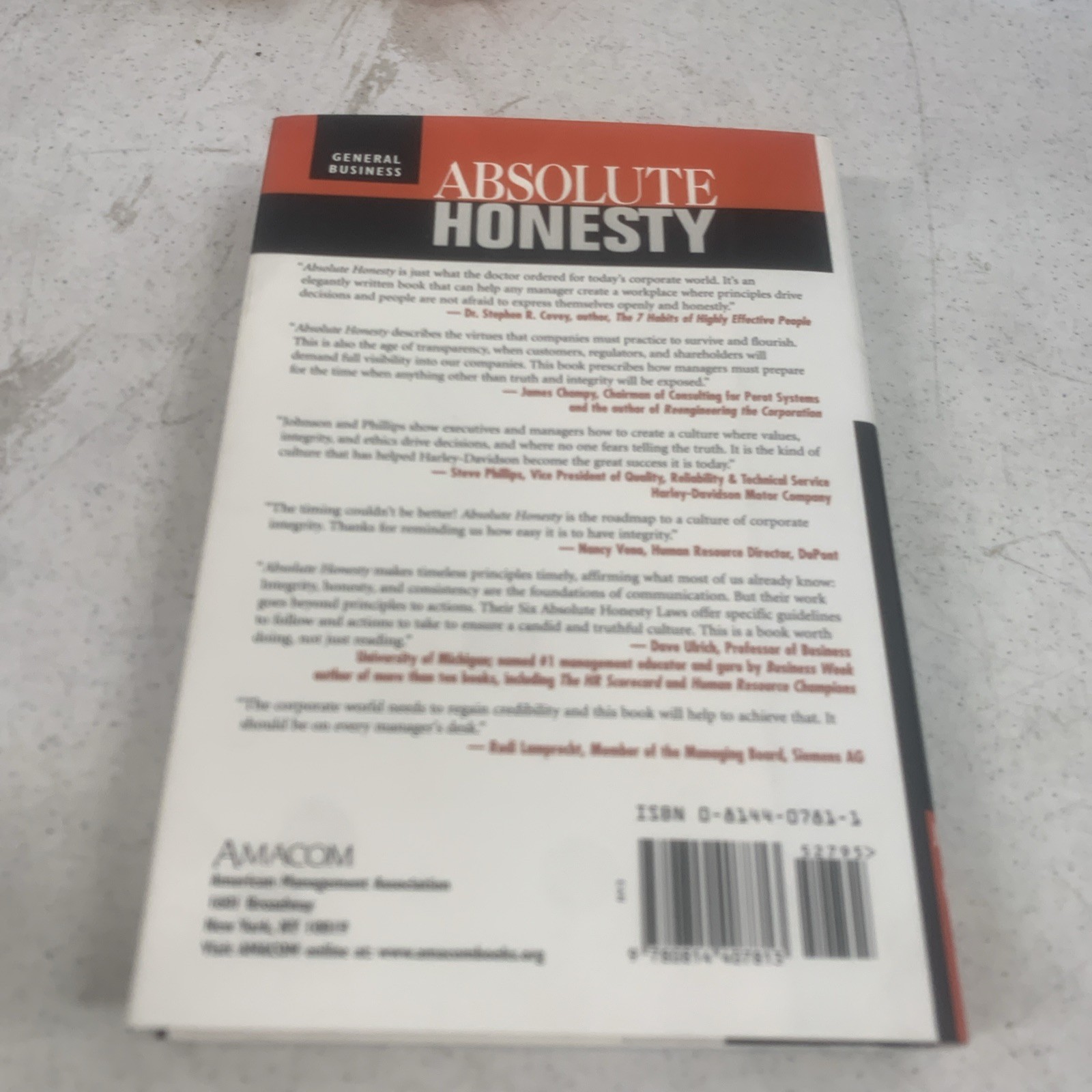 Absolute Honesty – Building a Corporate Cul…, Johnson Signed