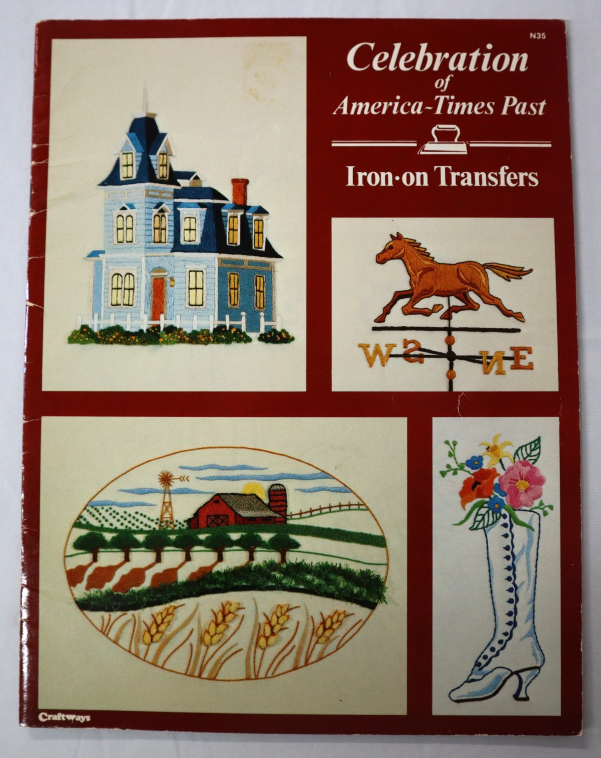 Iron On Transfers Craft Book Craftways Celebration America Times Past Vtg 1982