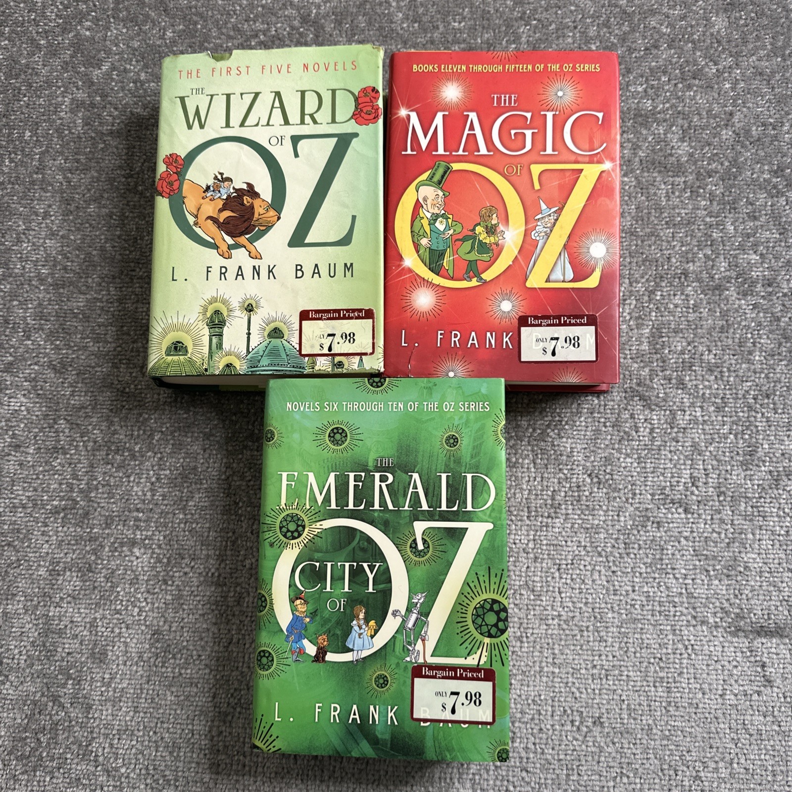 Lot Of 3 Novels 1 Through 15 of the Oz Series Hard Cover L. Frank Baum