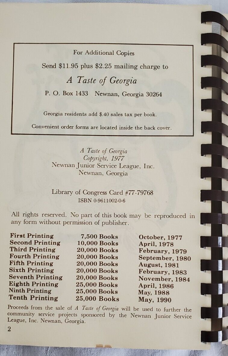 Vintage Cookbook A TASTE OF GEORGIA Southern Living Edition 1990 592 Pages YUM