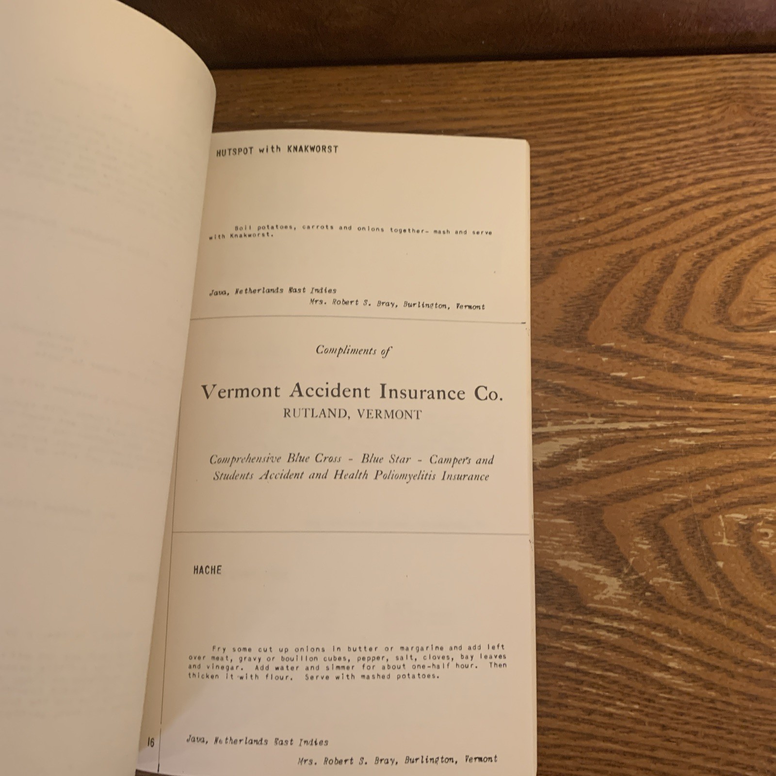 YWCA Vermont Overseas Wives Vintage INTL RECIPES Cookbook 1950’s? 26 pages #E1