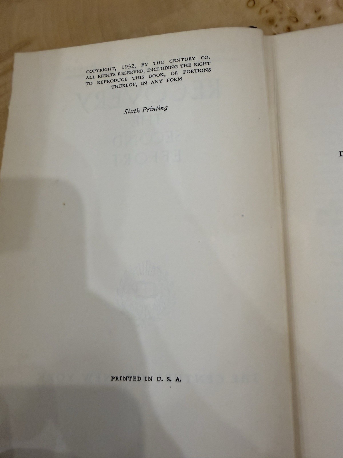 Vintage 1932 “Recovery: The Second Effort” Sir Arthur Salter HC Sixth Print