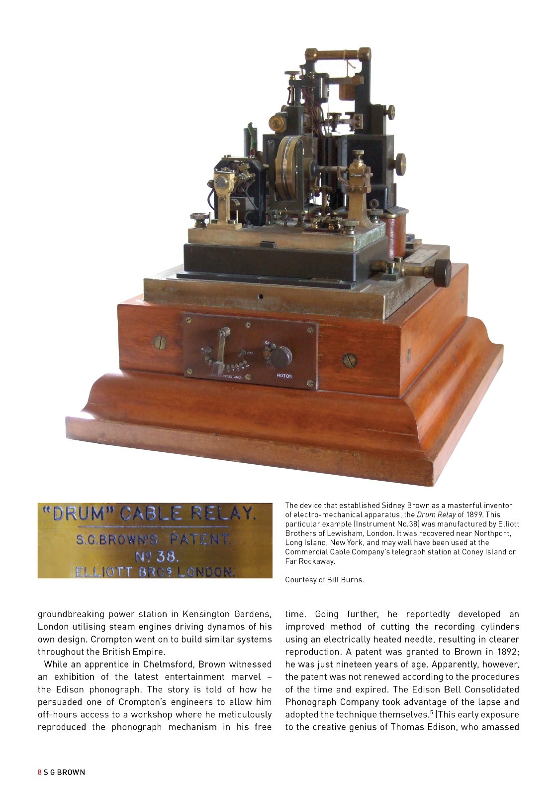 S.G. Brown – Cable Telegraph, Wireless, Loudspeakers, GyroCompass, Early 1900s