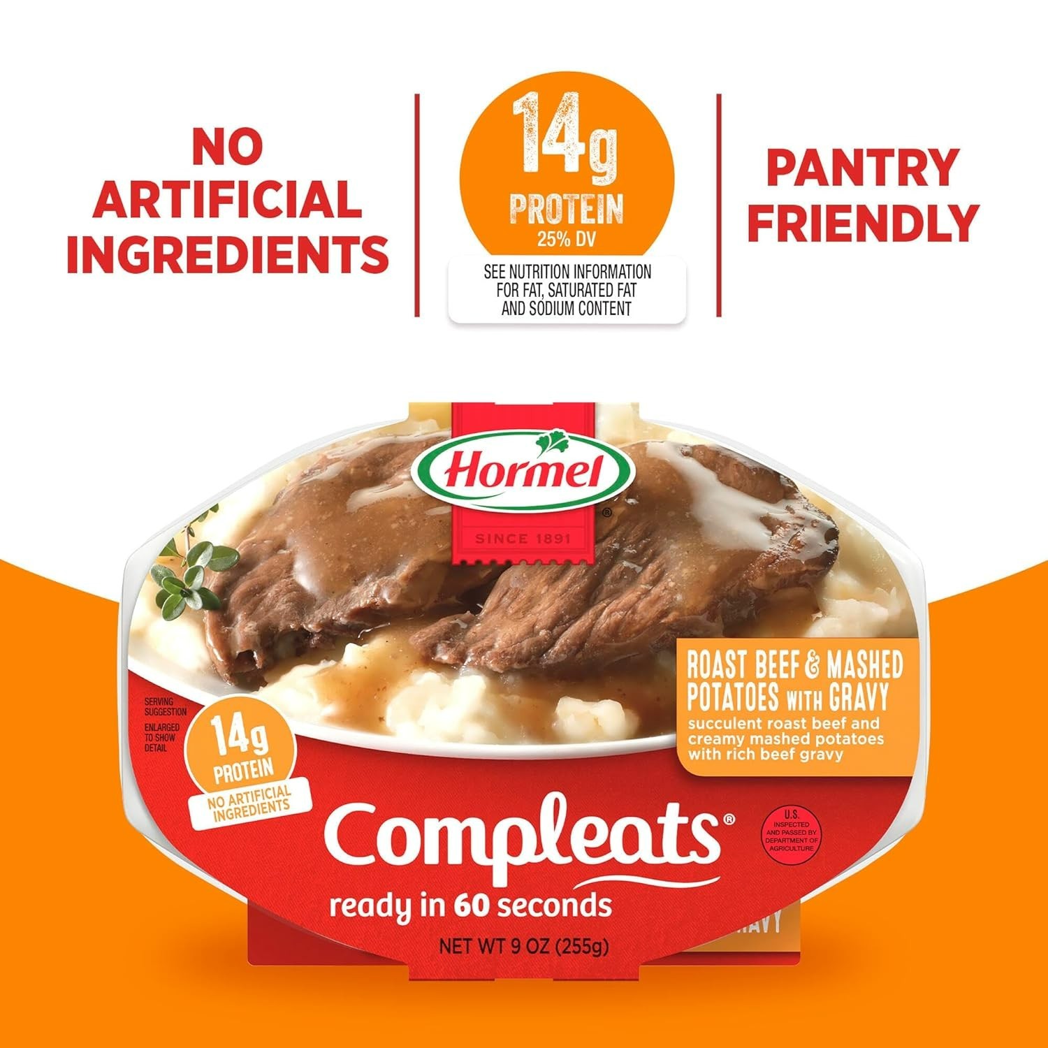 Hearty Microwave Roast Beef & Mashed Potatoes with Gravy – 9 oz. Trays, 6 Pack