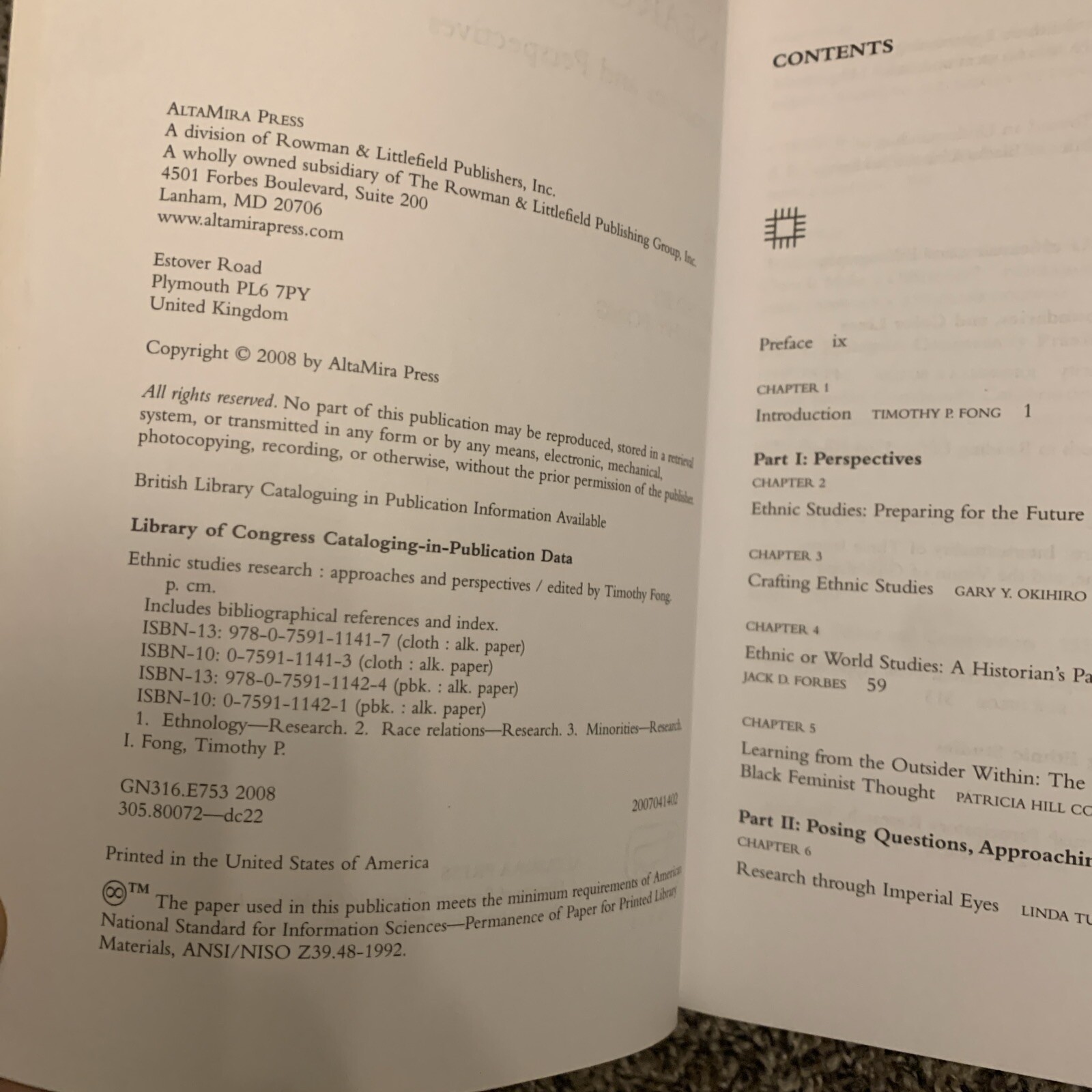 Ethnic Studies Research : Approaches and Perspectives, Paperback by Fong, Tim…