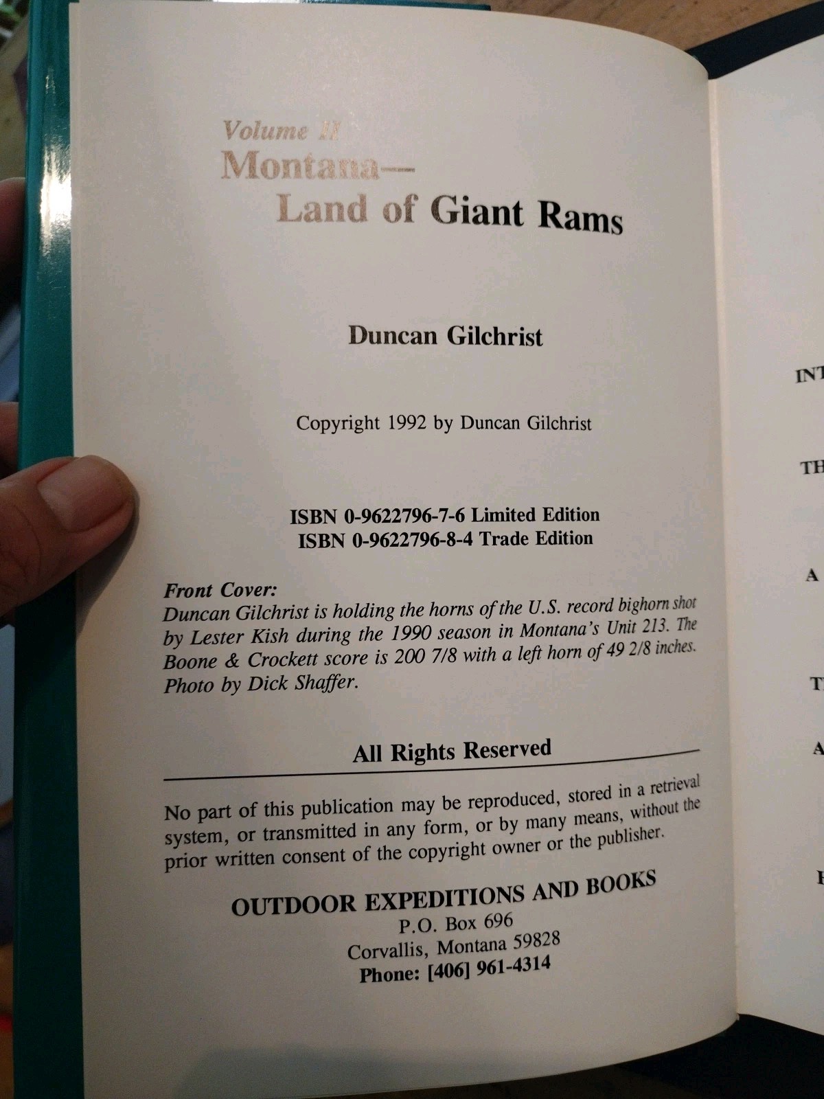 Signed #d 76/500 MONTANA – Land of the Giant Rams Vol. II. Duncan Gilchrist HCDJ