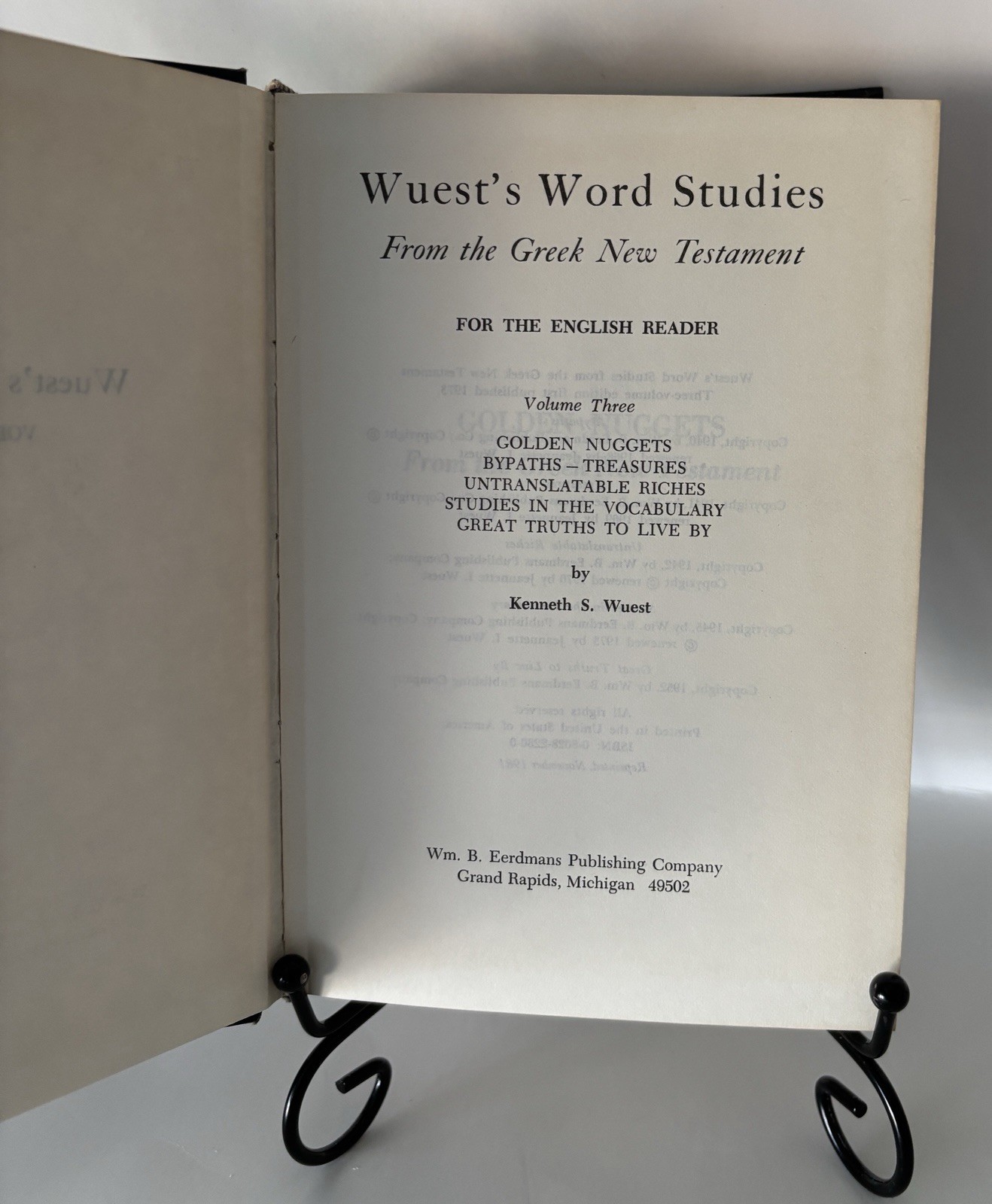 Word Studies in the Greek New Testament by Kenneth S. Wuest (1989, Hardcover)