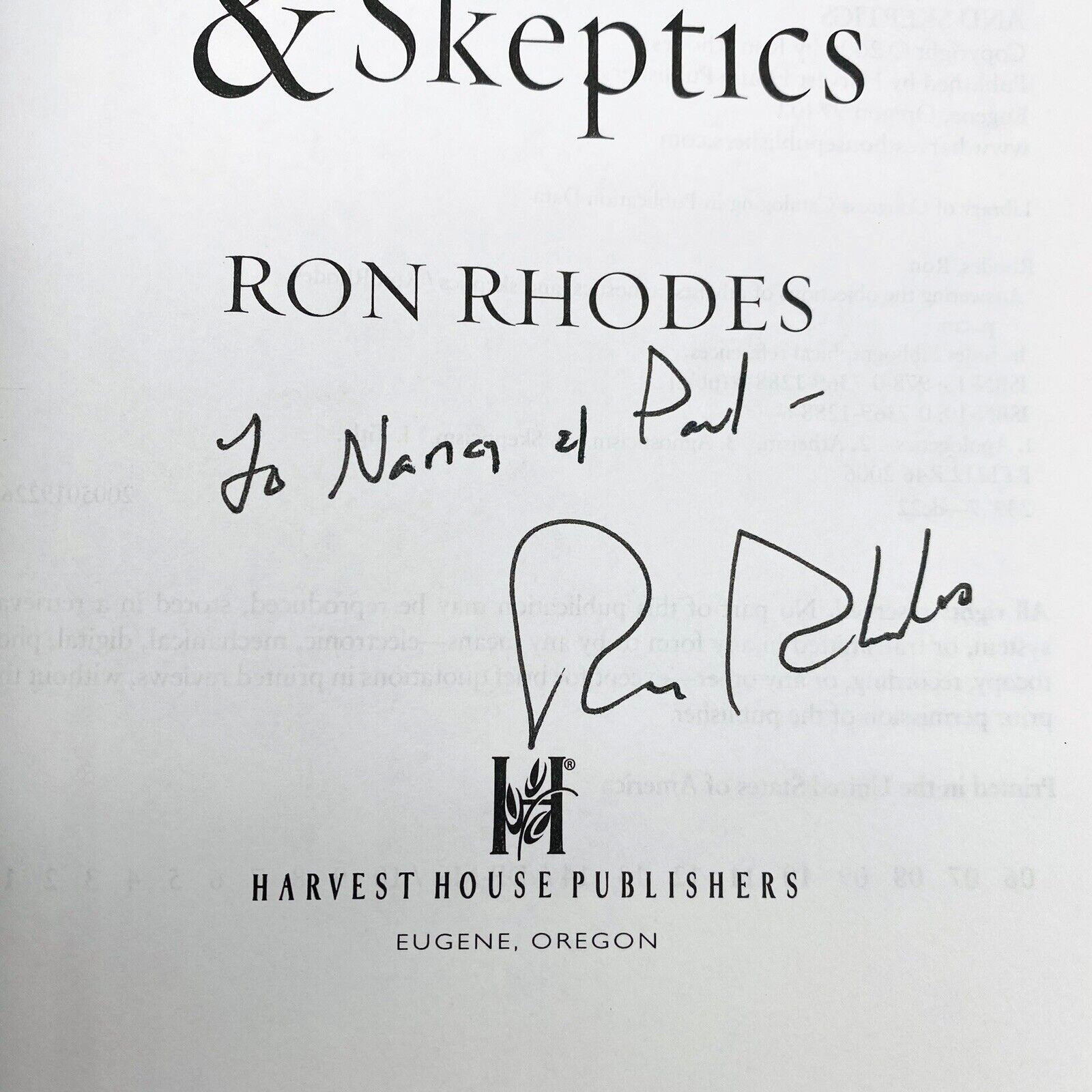 SIGNED Answering the objections of Atheists Agnostics Skeptics Ron Rhodes PB