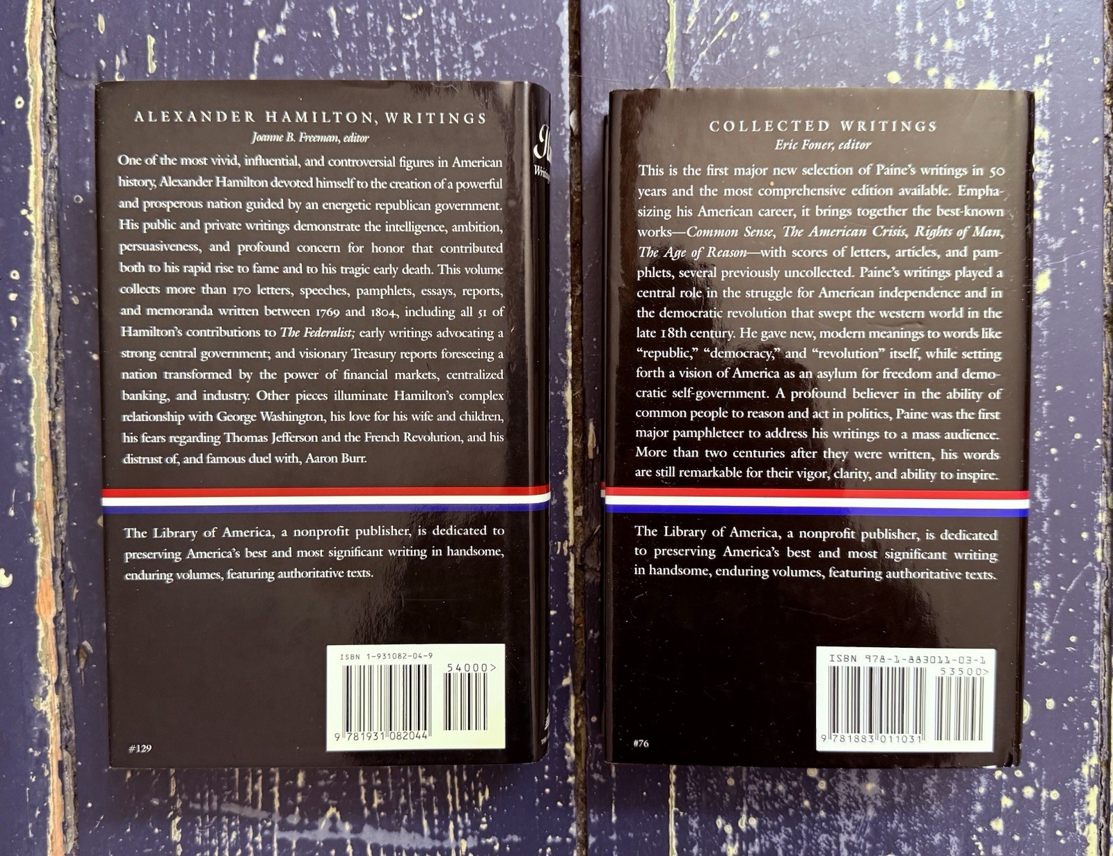 Thomas Paine Common Sense COLLECTED WRITINGS Alexander Hamilton 2 LOA HC BOOKS
