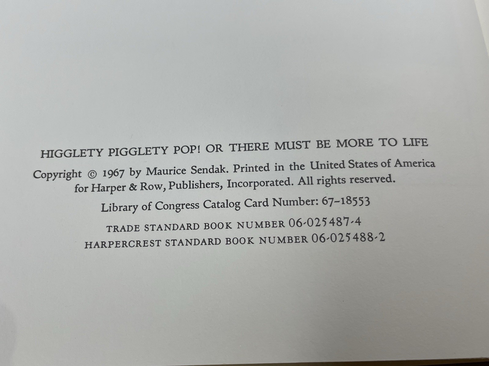 RARE Maurice Sendak 1st Ed Higglety Pigglety Pop! or There Must Be More to Life