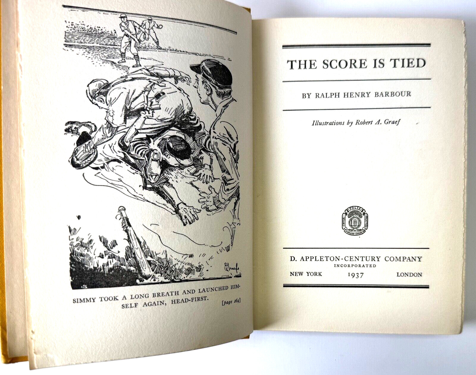 The Score is Tied, Ralph Henry Barbour, 1937 D. Appleton 1st edition