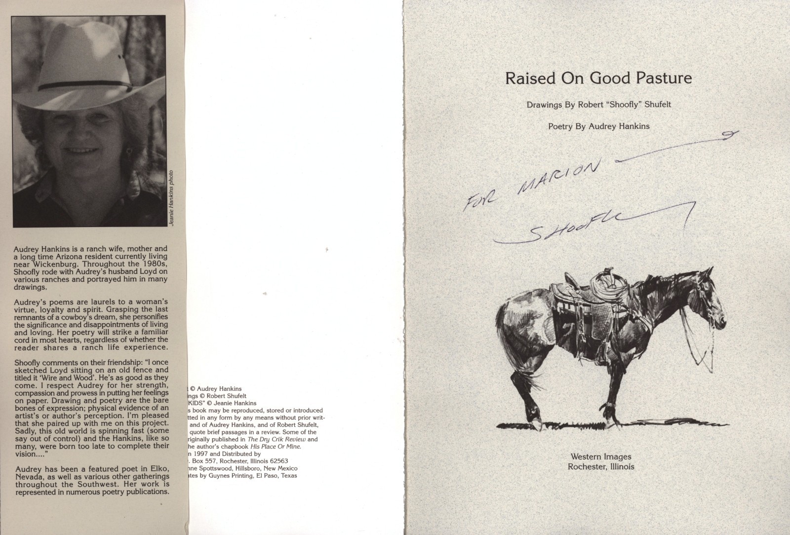 Raised On Good Pasture: Poetry by Audrey Hankins, Drawings by Shoofly – Signed