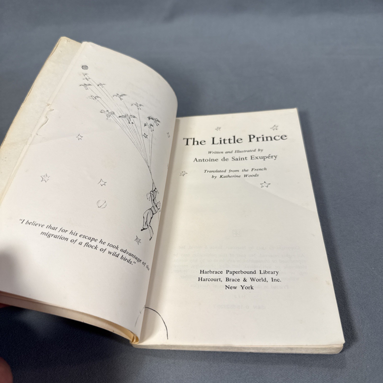 The Little Prince, Antoine de Saint Exupery, 8th Print Harcourt PB Kath. Woods
