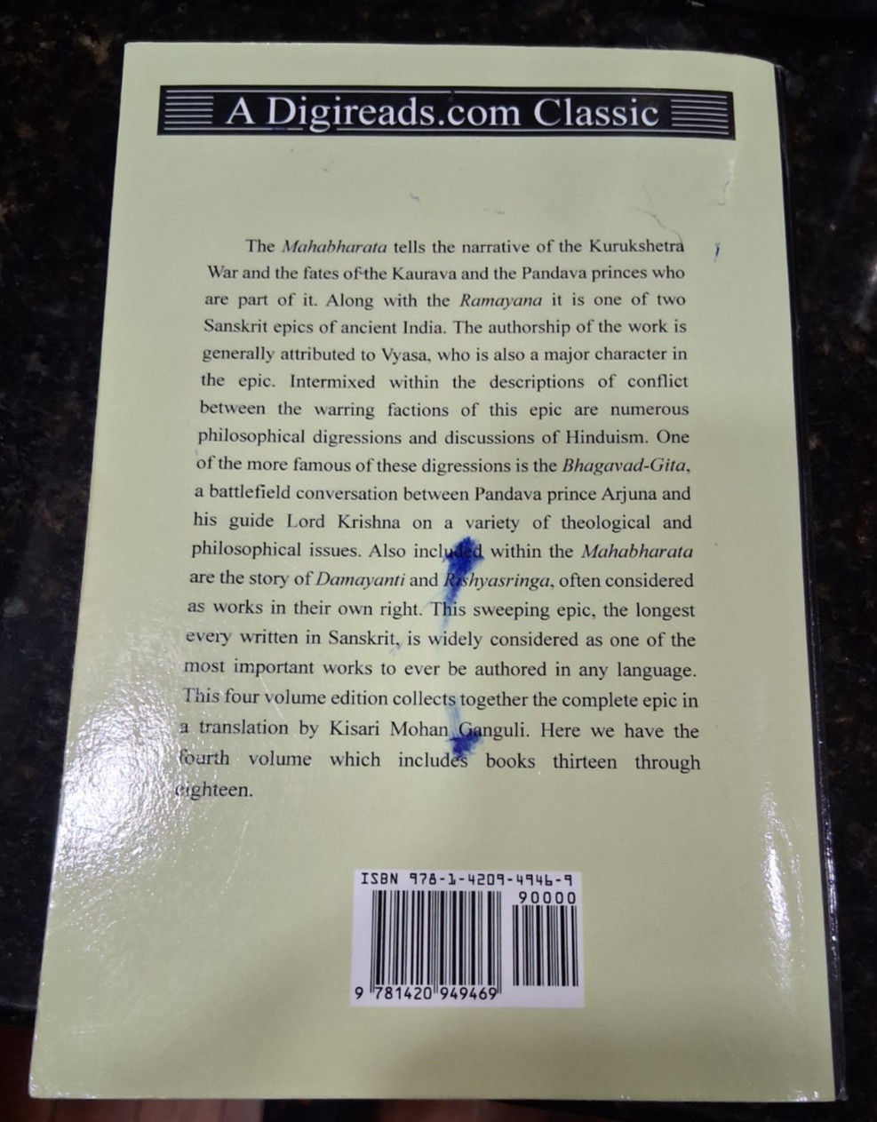 The Complete Mahabharata Volume 4 Of 4 Krishna Dwaipayana Vyasa Mahabharat Book