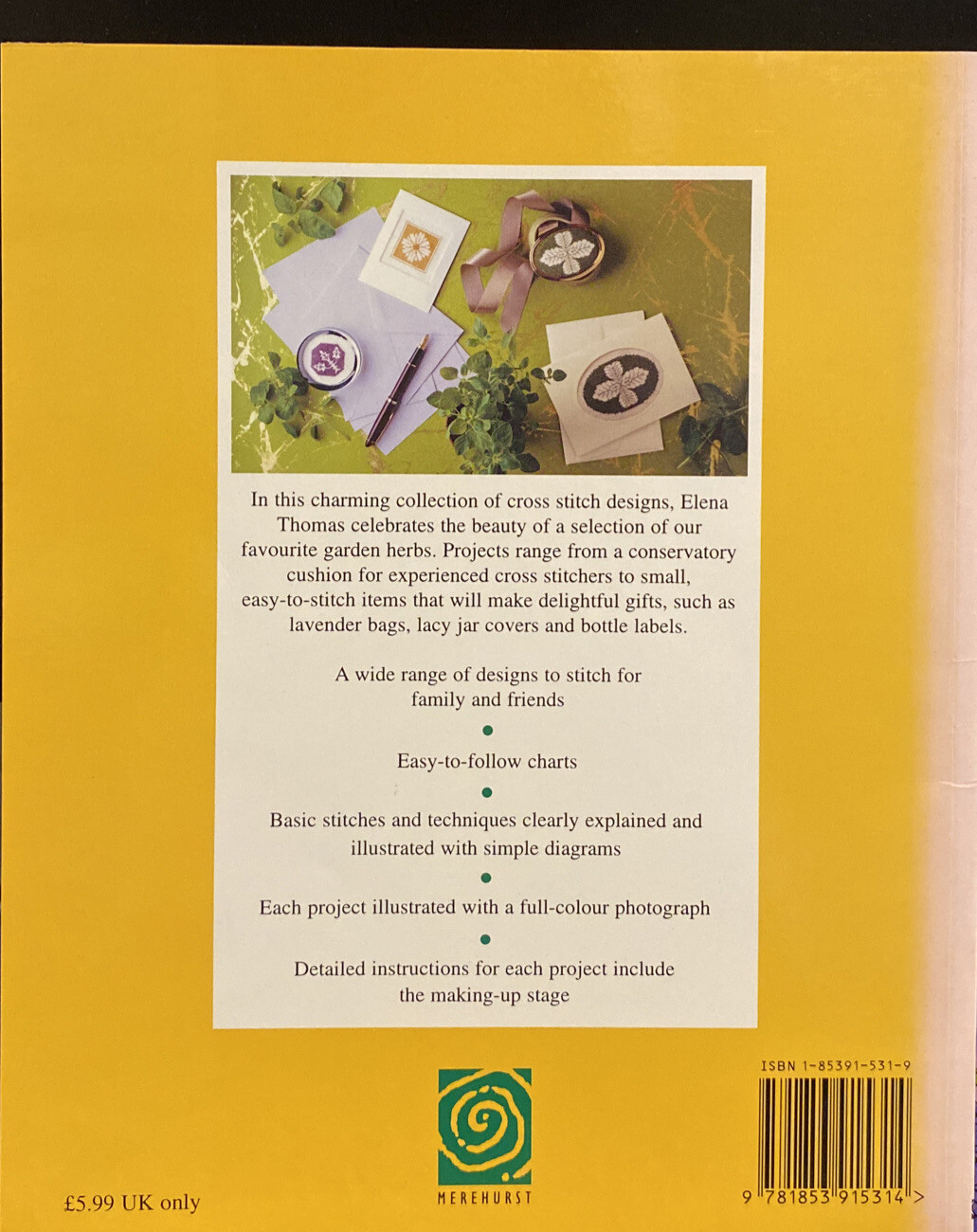 Herb Garden In Cross Stitch By Elena Thomas, Paperback, 1997
