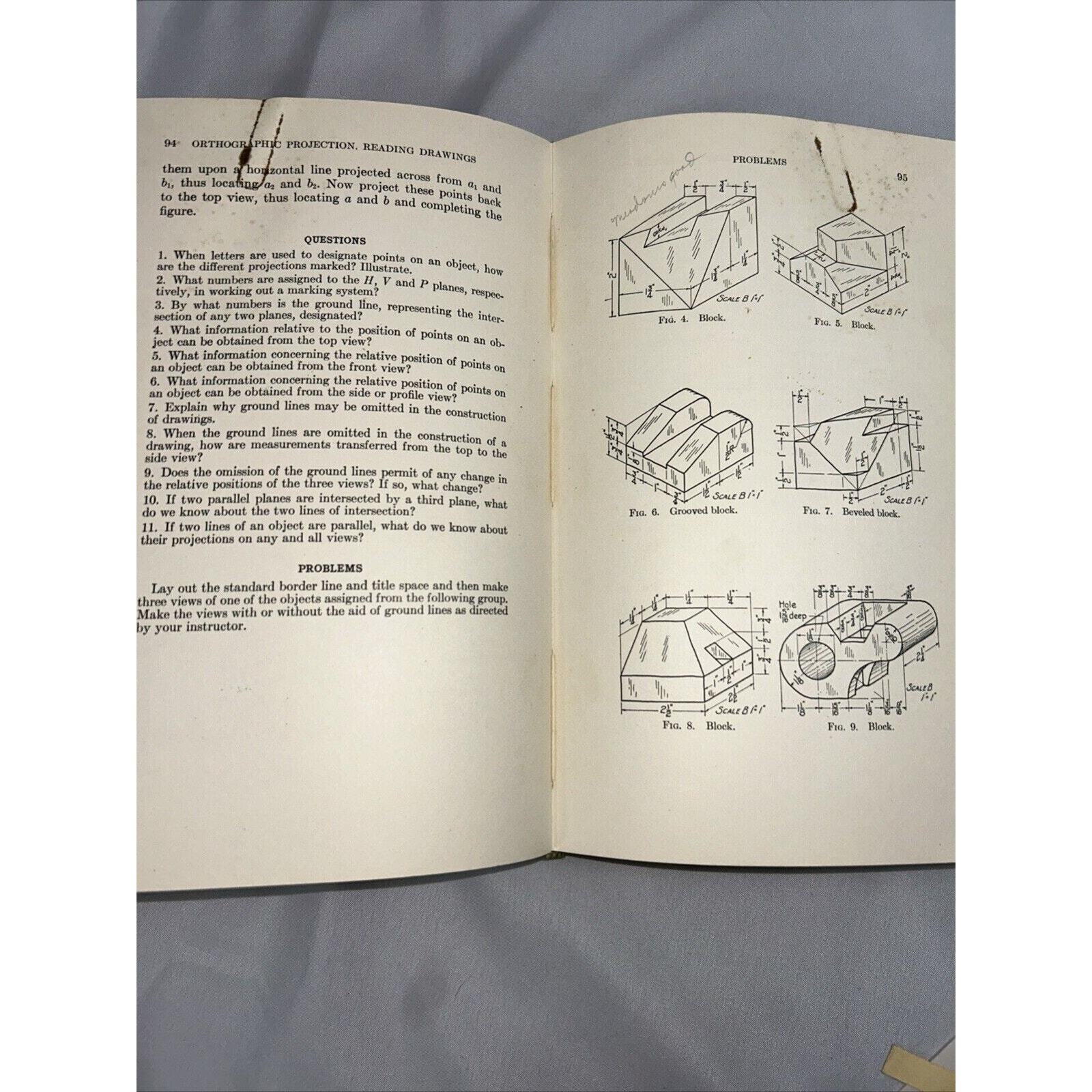 Basic Units In Mechanical Drawing Book 1 – Hoelscher and Mays – 1933 Hard Cover