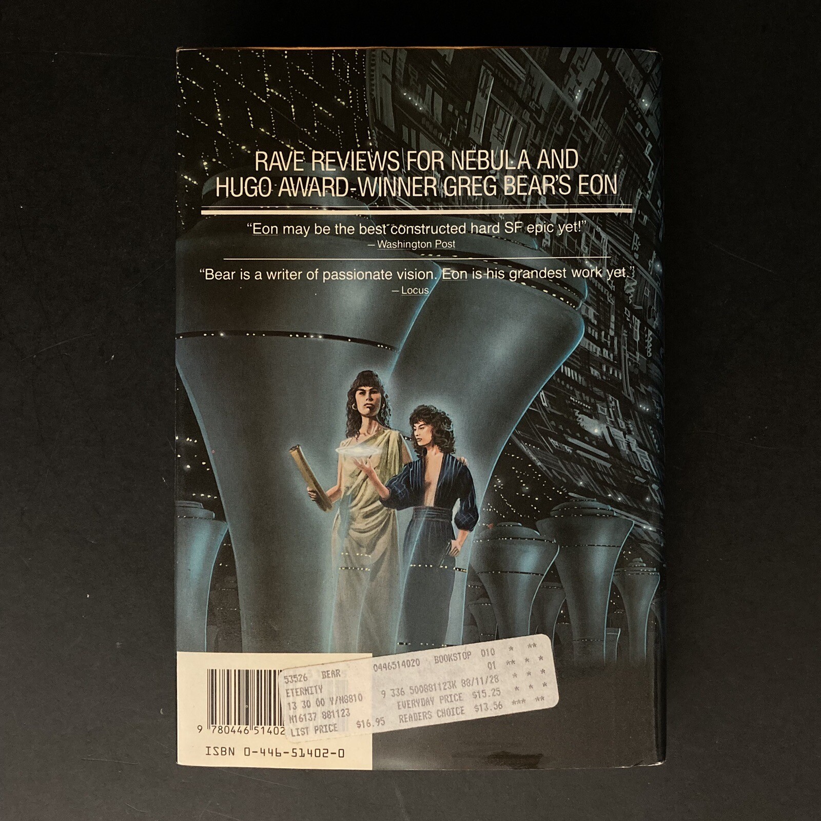 Eternity by Greg Bear (1988, HCDJ) Original price sticker, 398 pages, EUC